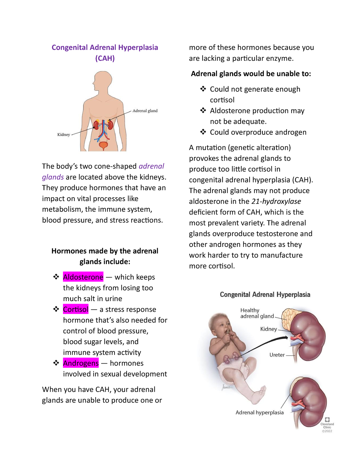 Congenital Adrenal Hyperplasia - Congenital Adrenal Hyperplasia (CAH ...