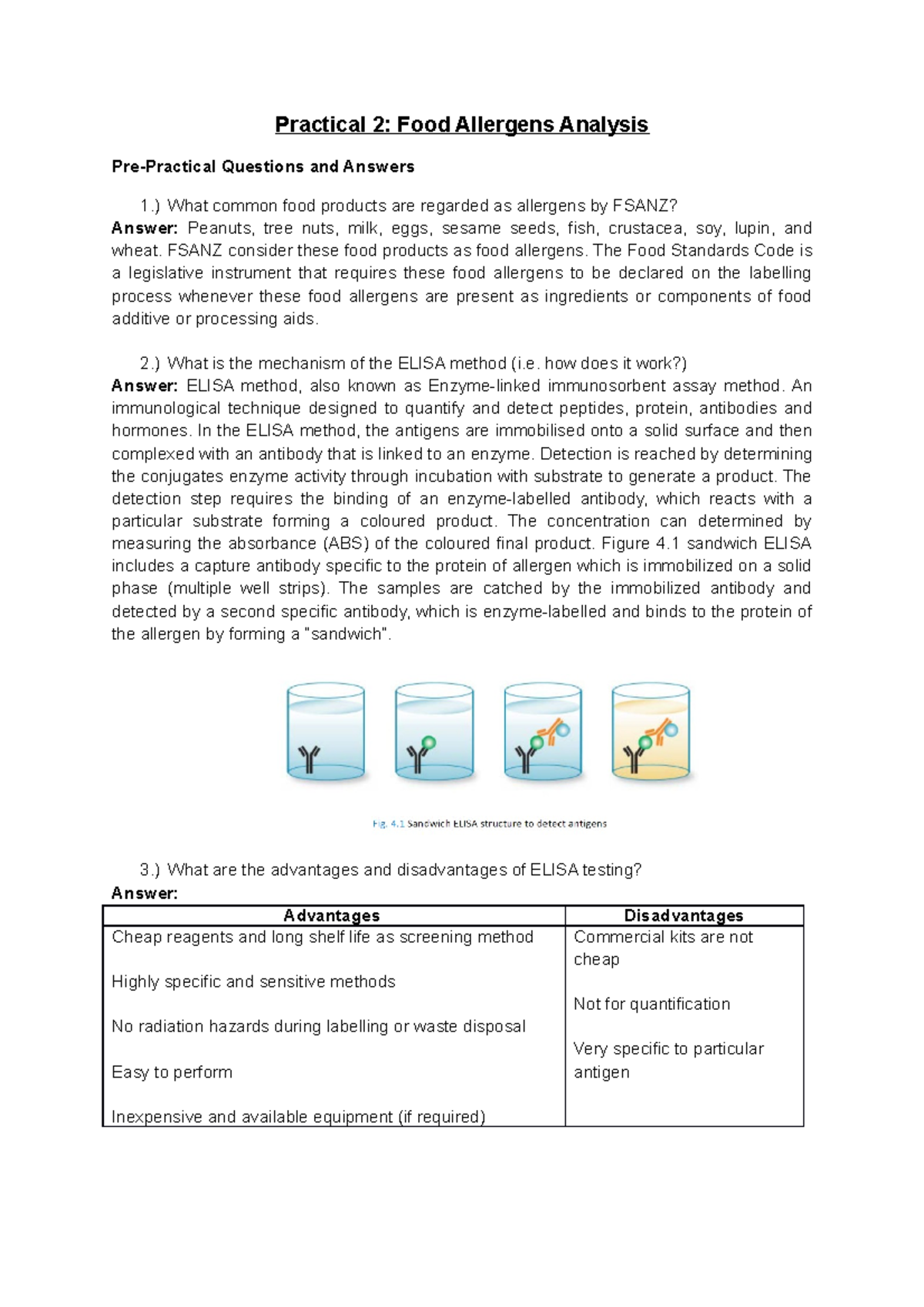 Practical 2 - Practical 2: Food Allergens Analysis Pre-Practical ...