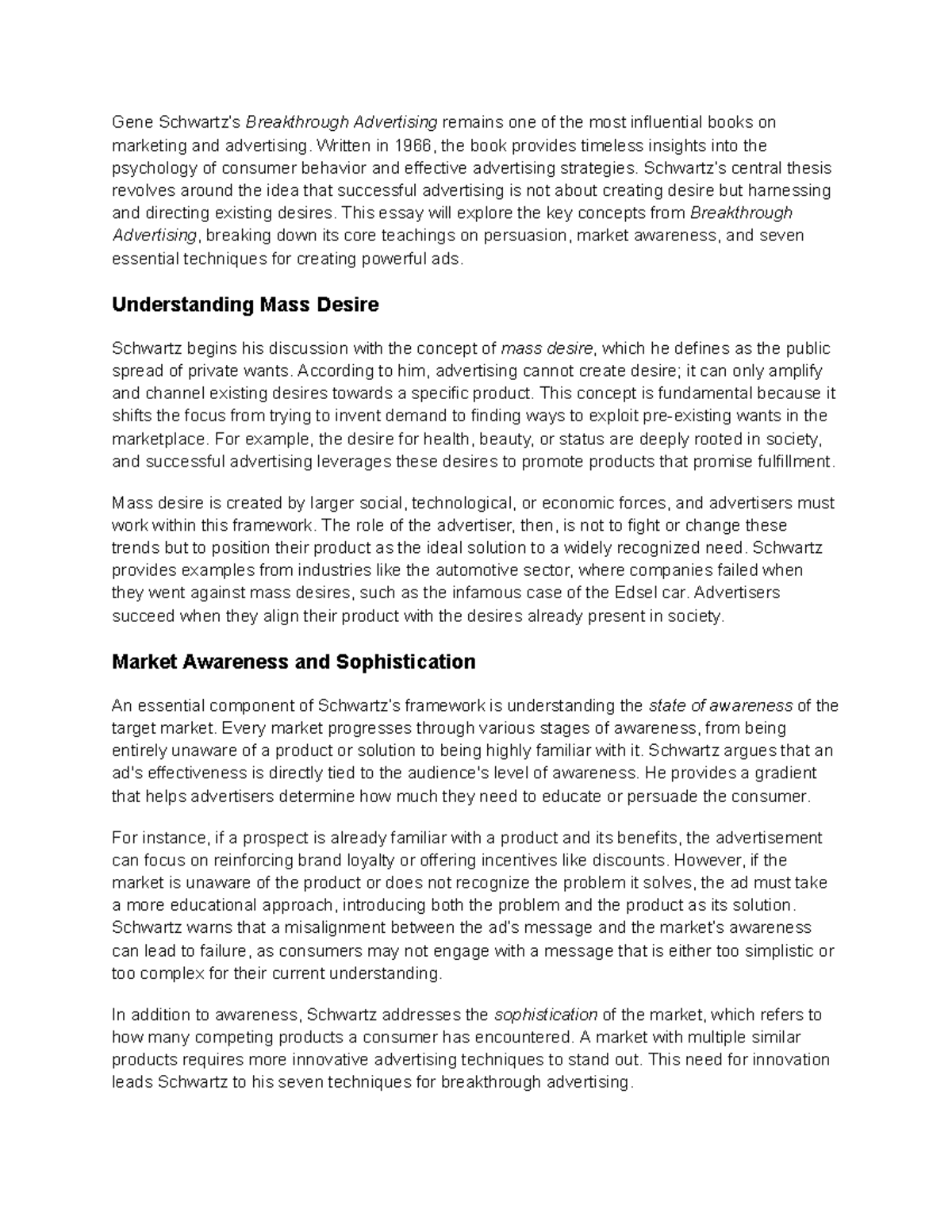 The Principles of Breakthrough Advertising - Gene Schwartz’s ...