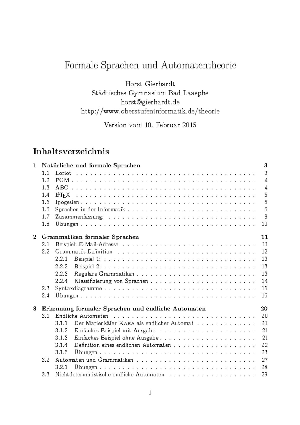 Formale Sprachen - Februar Oberstufeninformatik/theorie 1 Natürliche ...