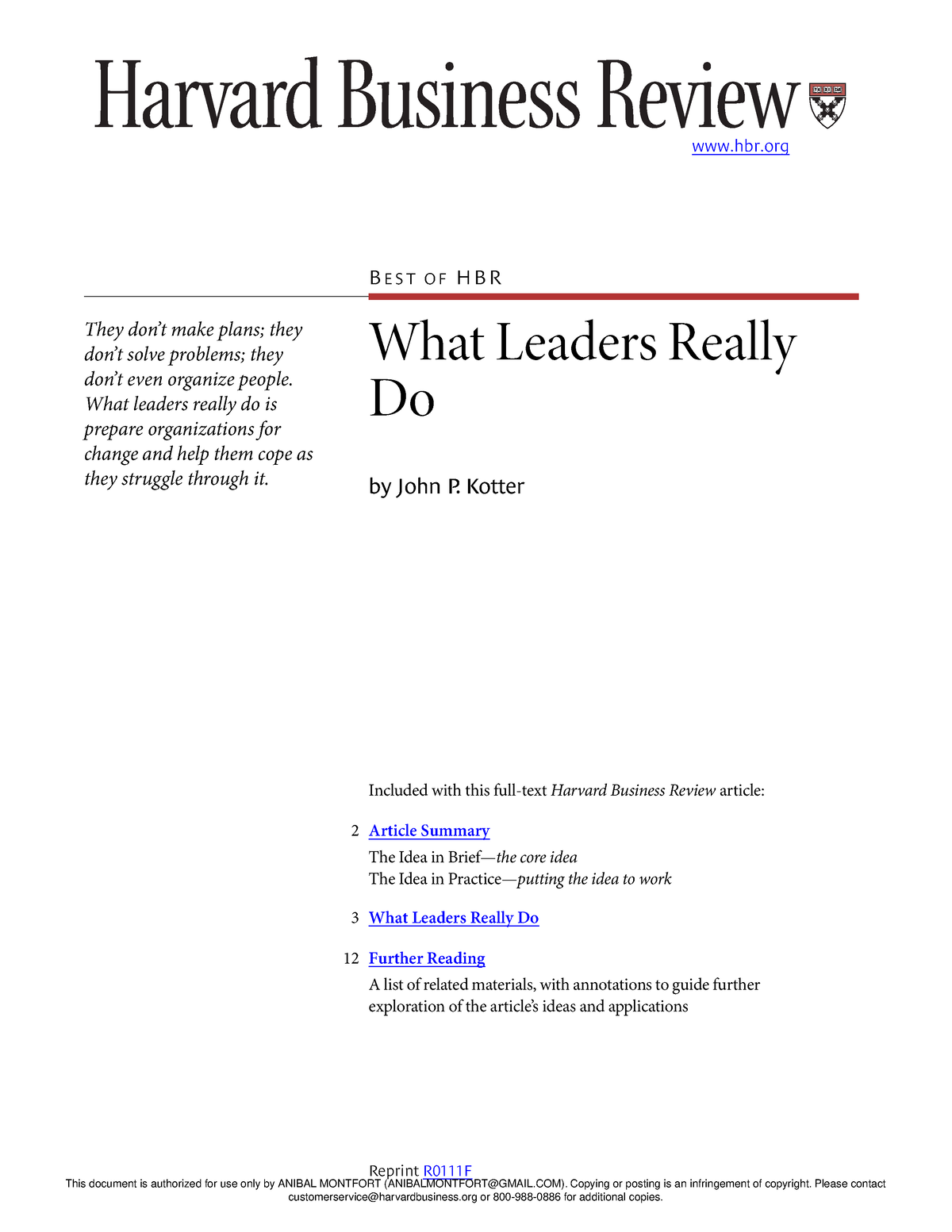 What Leaders Really Do - Libro De Apoyo - Hbr ####### B E S T O F H B R ...