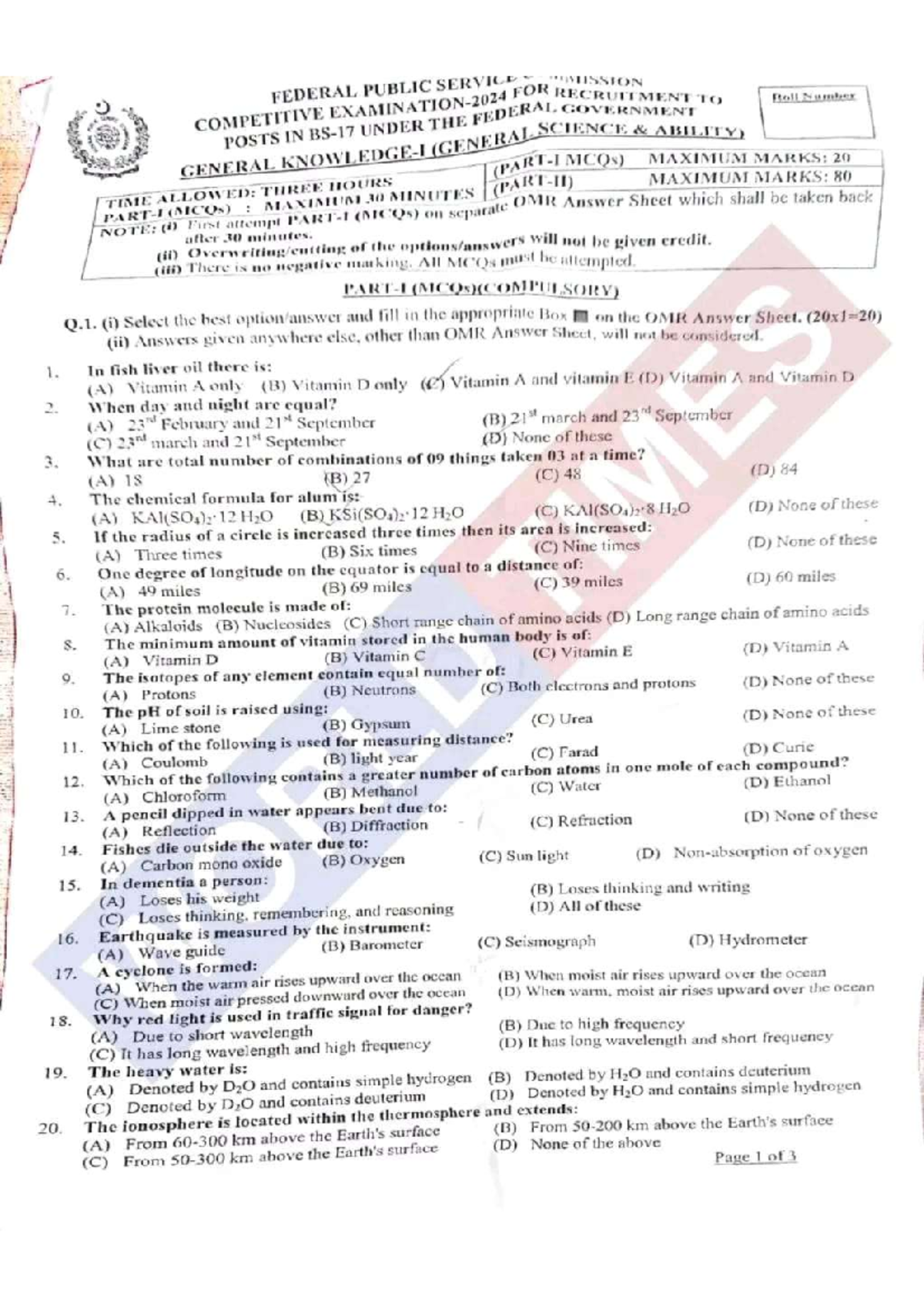 GSA 2024 - paper questions - FEDERAL PUBLIC SERVICE FOR IN EXAMINATION ...
