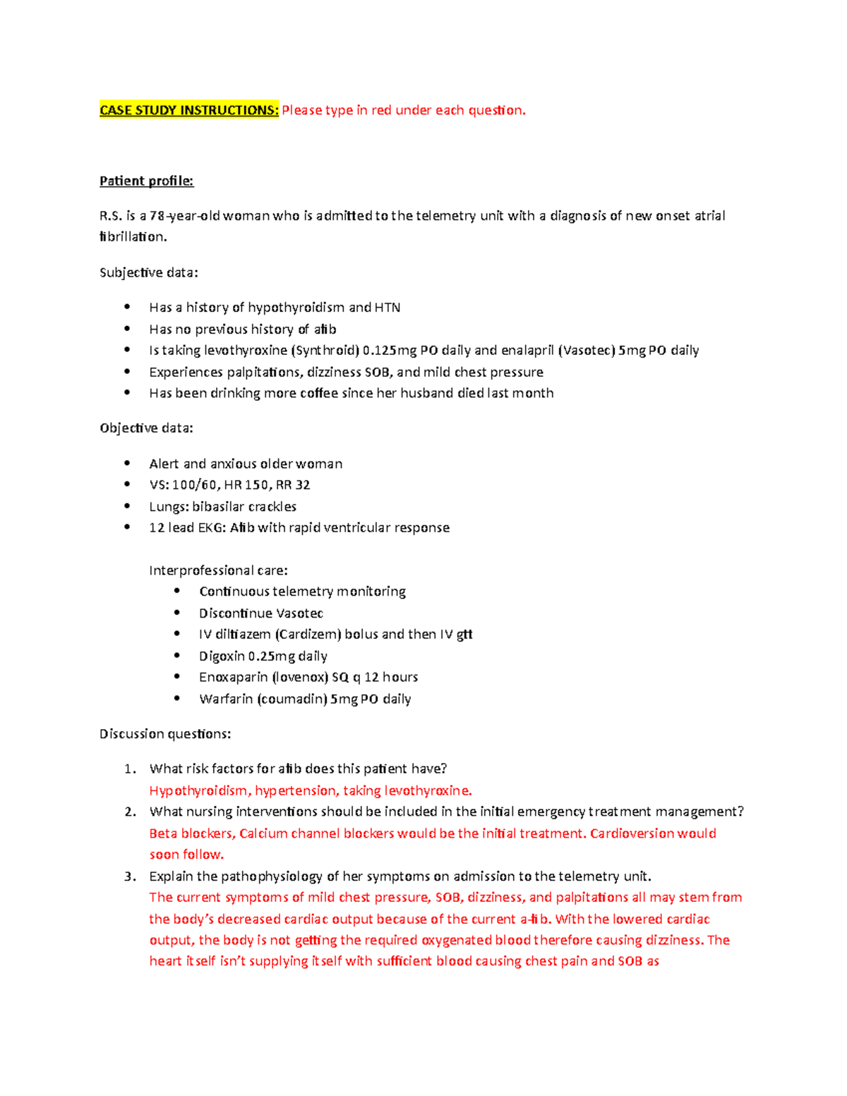 case study for cardiac