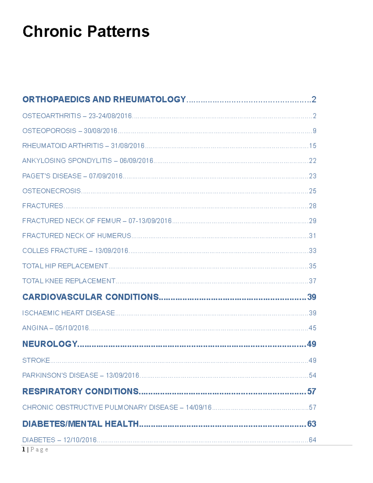 Chronic-Patterns-Notebook - Chronic Patterns ORTHOPAEDICS AND - Studocu