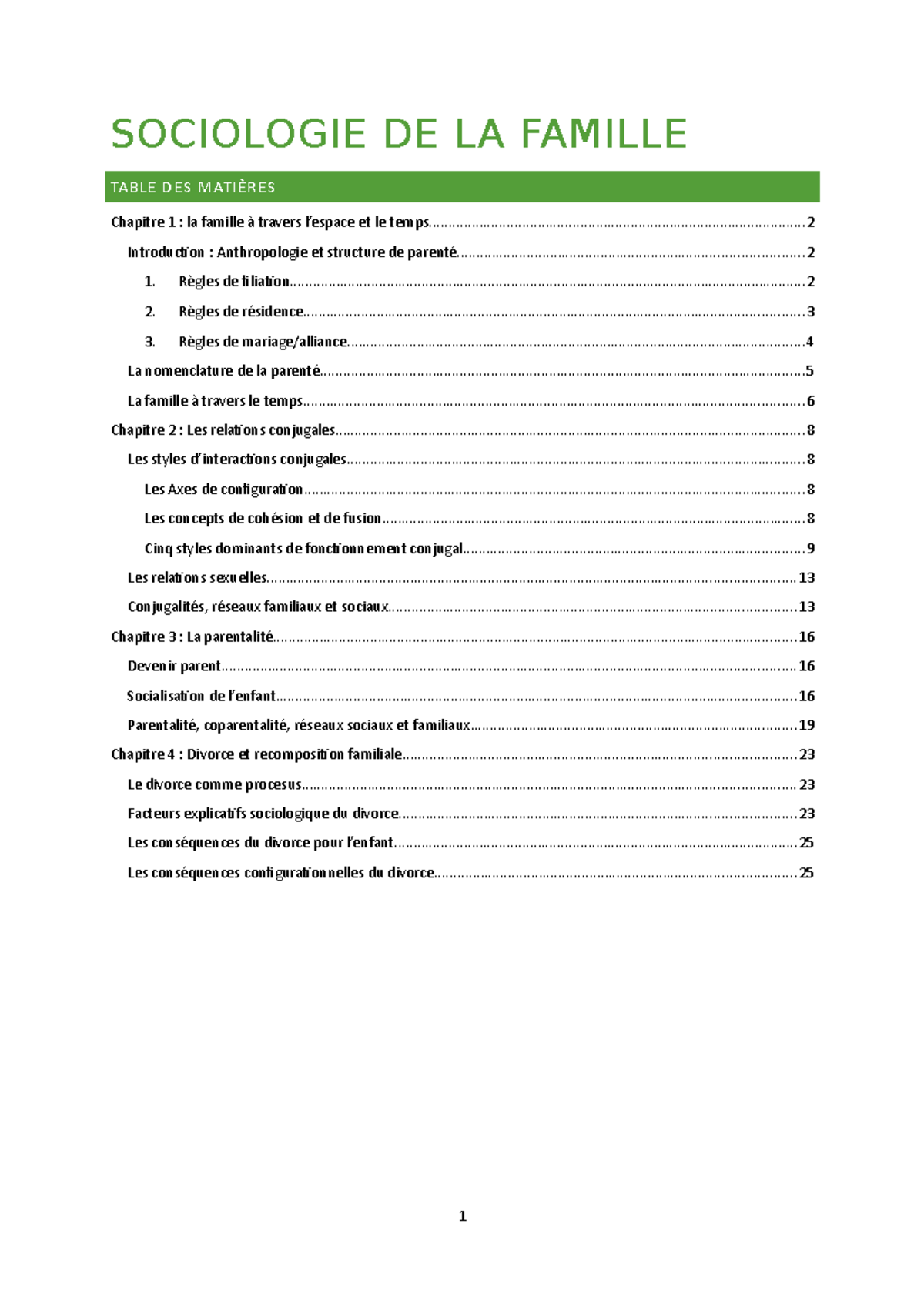 Résumé Sociologie De La Famille - SOCIOLOGIE DE LA FAMILLE Chapitre 1 ...