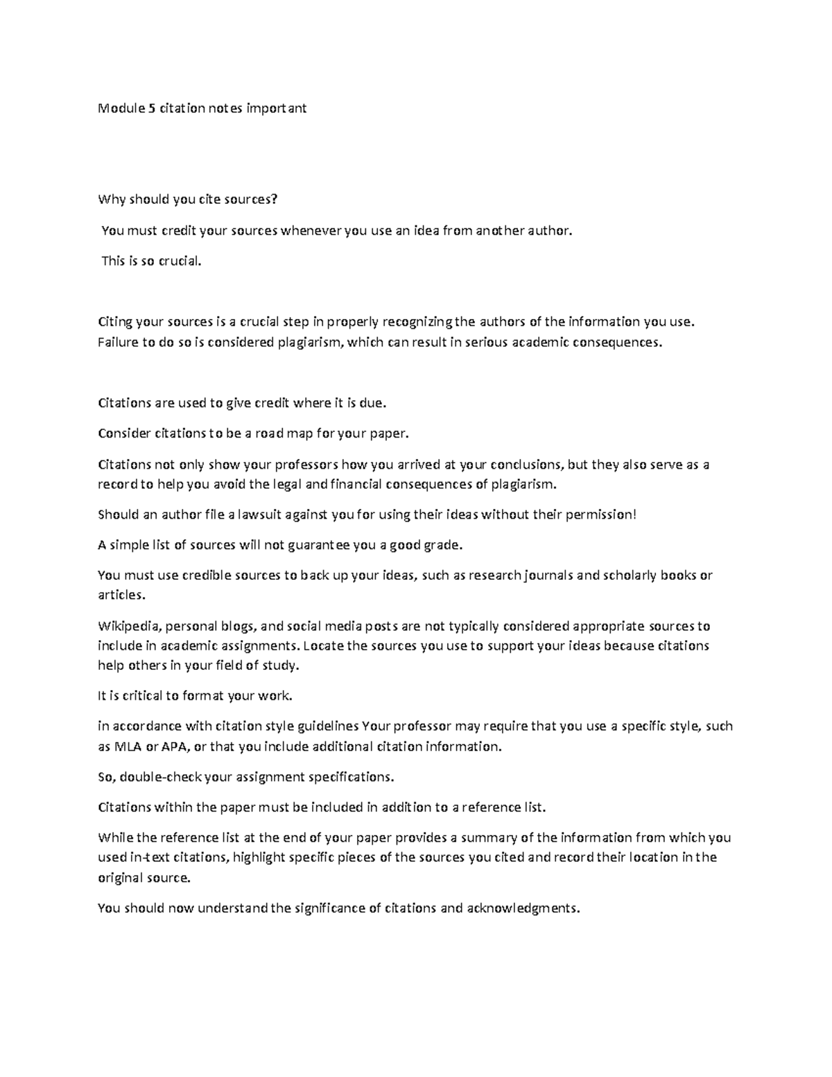 Citation notes - This is so crucial. Citing your sources is a crucial ...