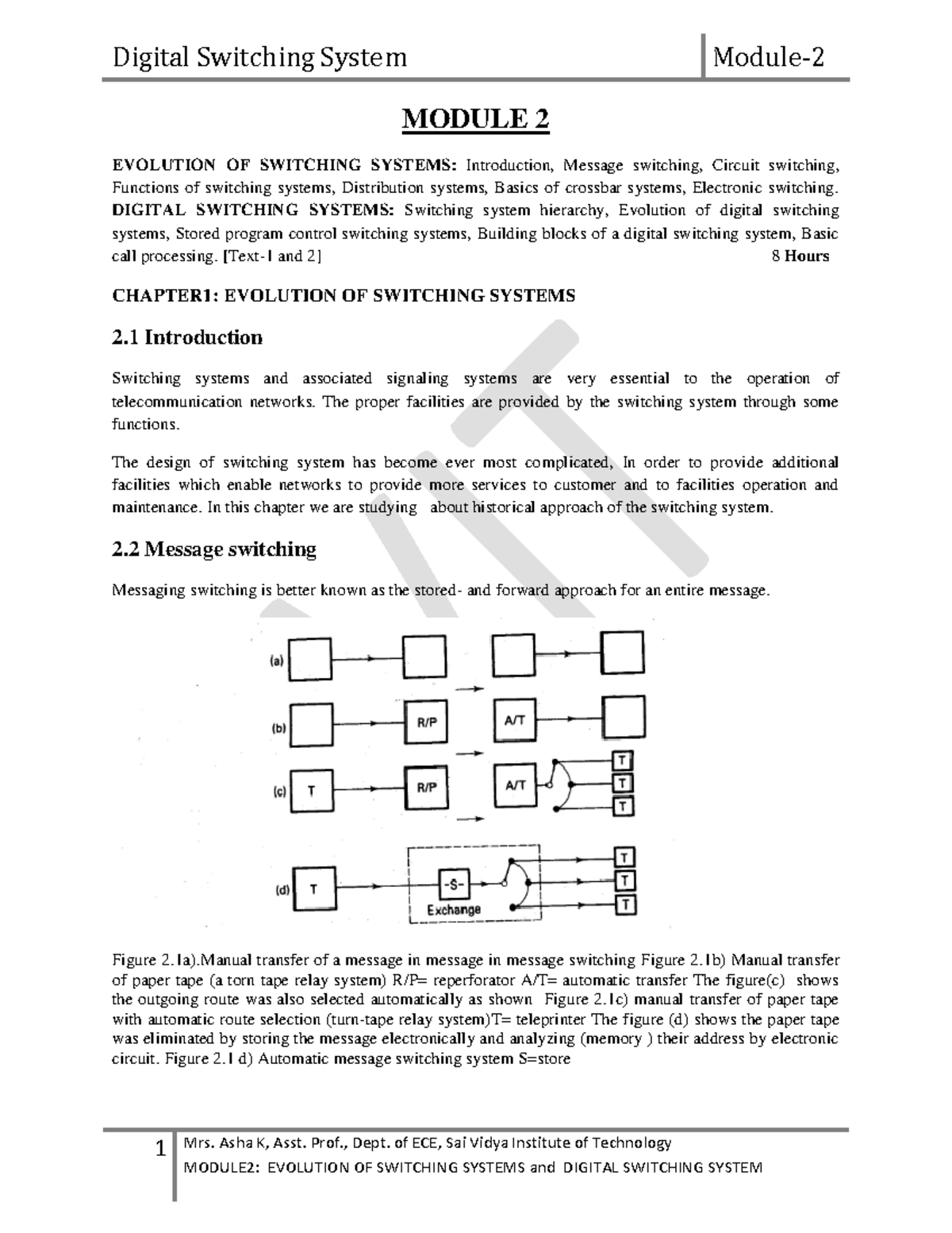 Module 2 Digital Swicting System 2017 Digital Communication VTU