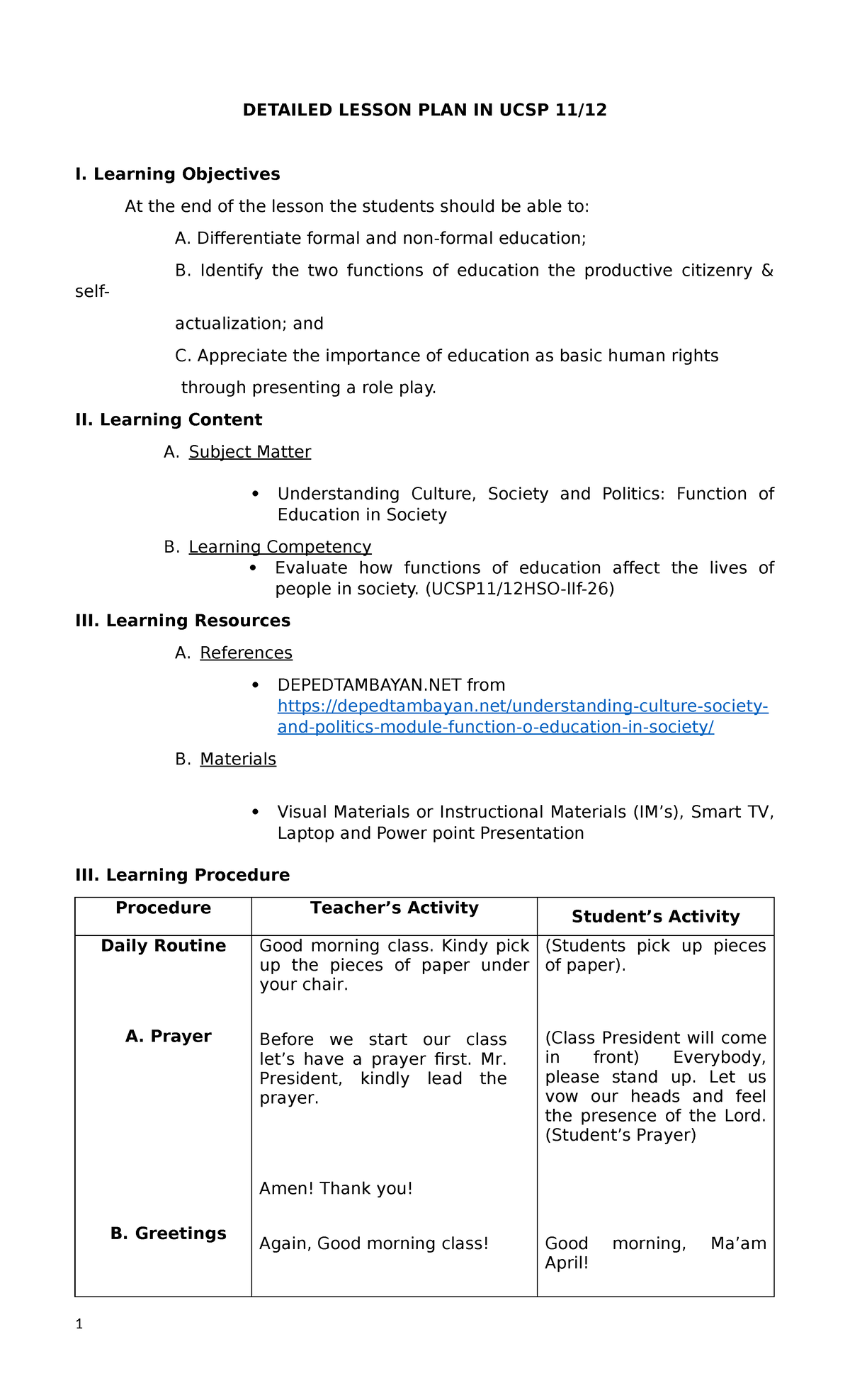 Ucsp lp by april social studies detailed lesson plan in ucsp 11 i