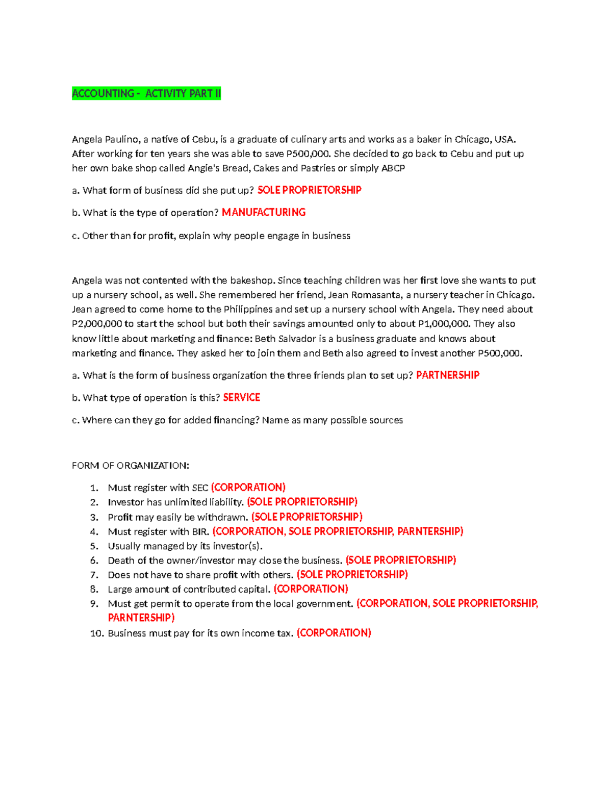 Activity P2 - ACCOUNTING - ACTIVITY PART II Angela Paulino, a native of ...