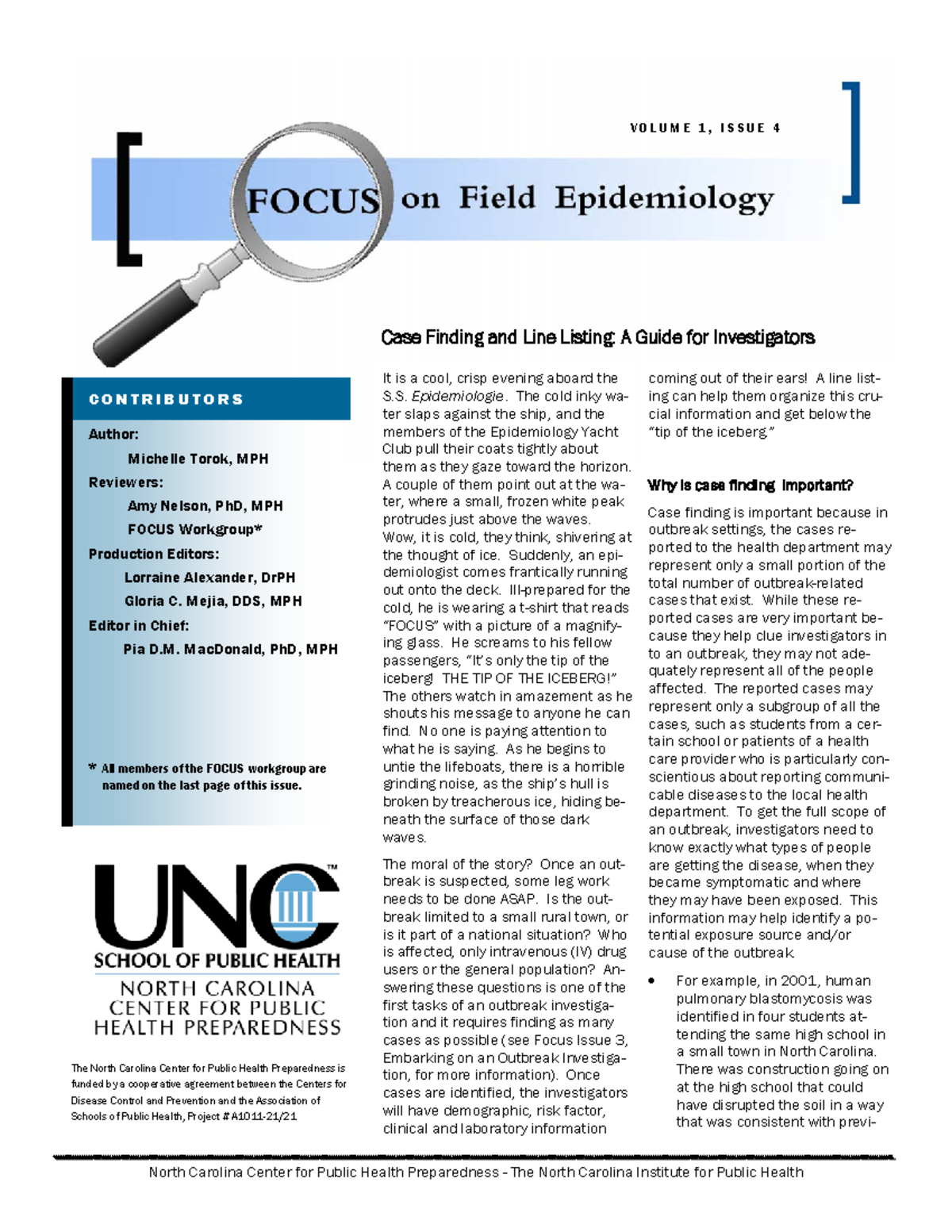 Epidemiology and biostatistics case finding Case Finding and Line