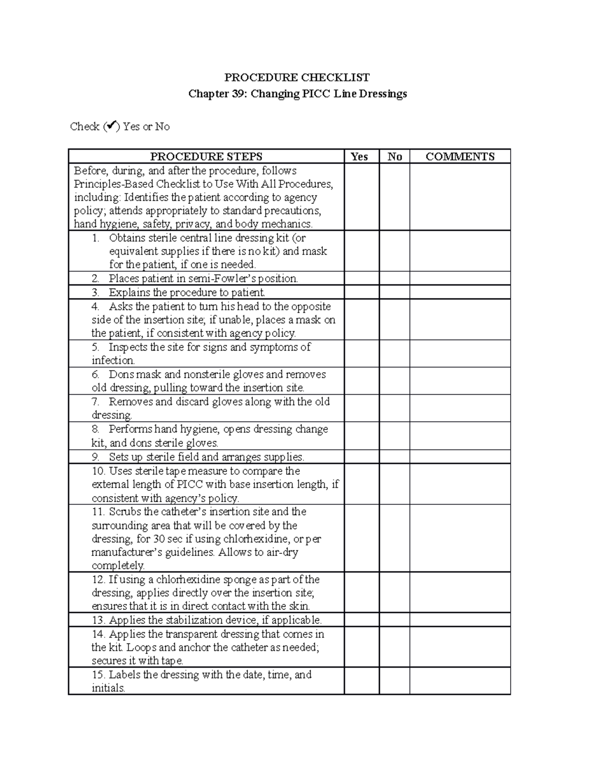 Fadavis treas 9534 basic nursing chk chp39-05c (1) - PROCEDURE ...