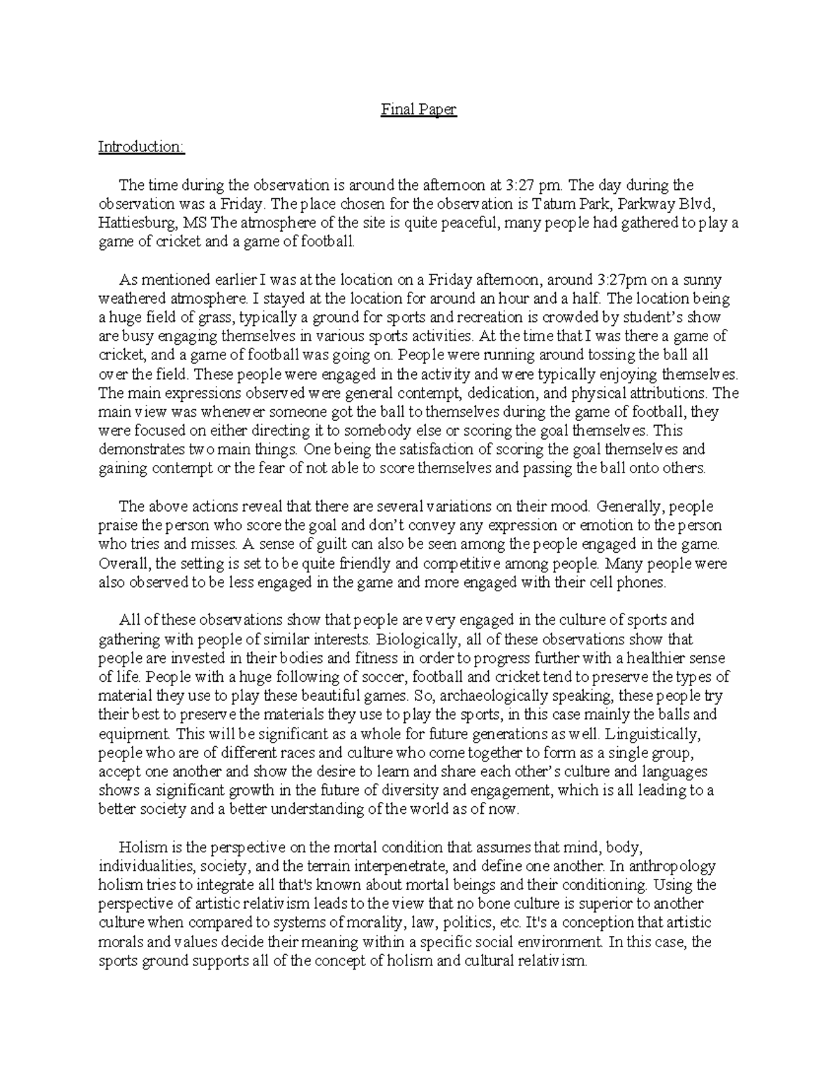 Final Paper - Final Paper Introduction: The time during the observation ...