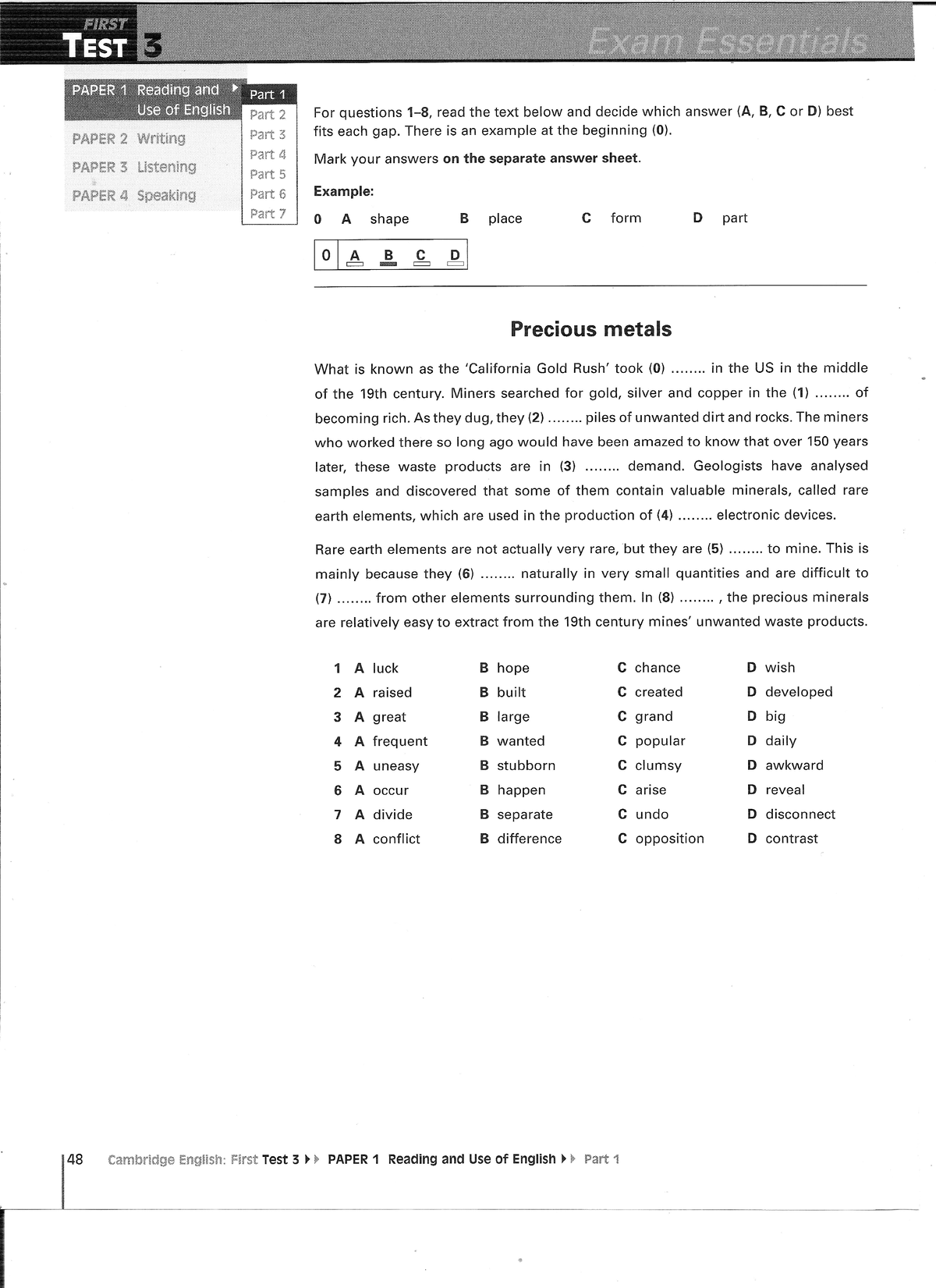 Exam Essentials Test 4 Reading Answers