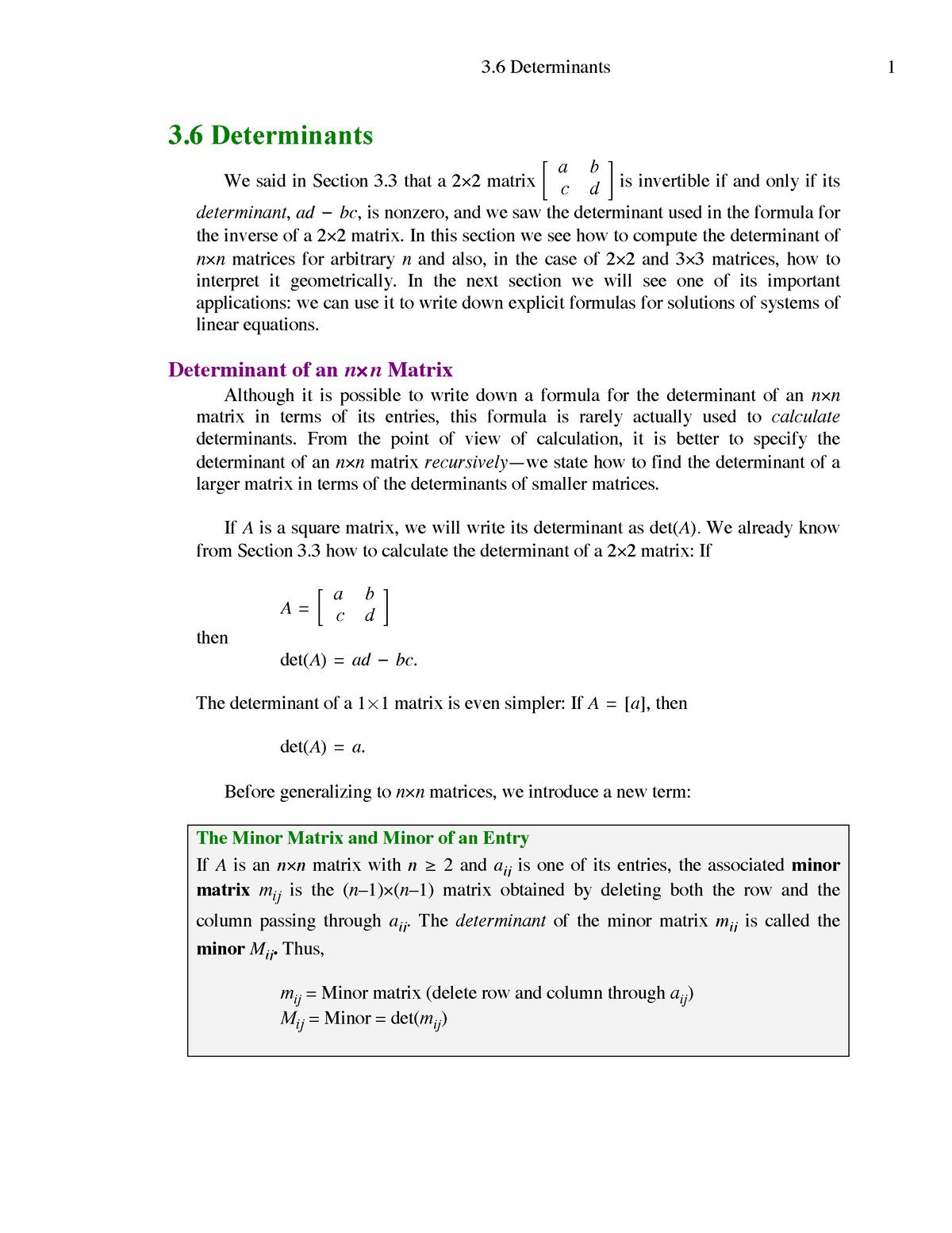 Determinants And Cramers Rule - 3 Determinants 1 3 Determinants We Said ...