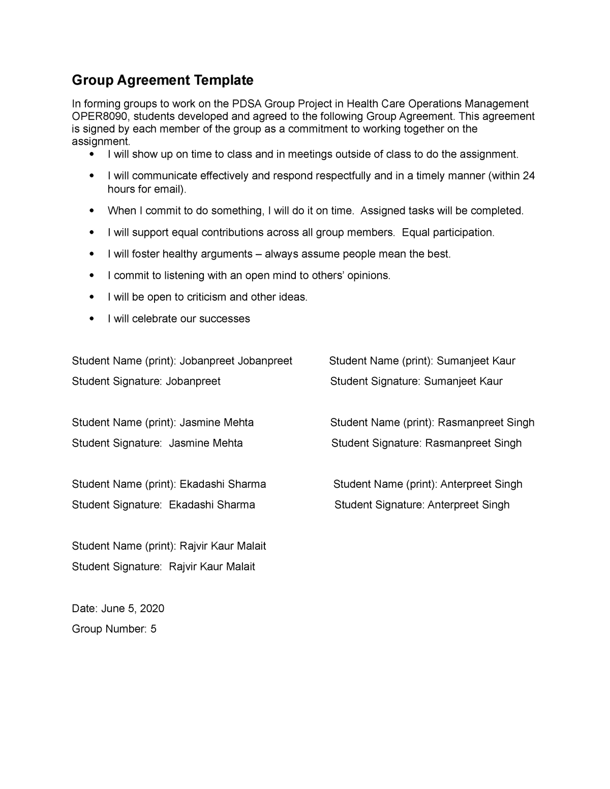 Group Agreement Template 1 Task6 Excel Instructions & Rubric Group