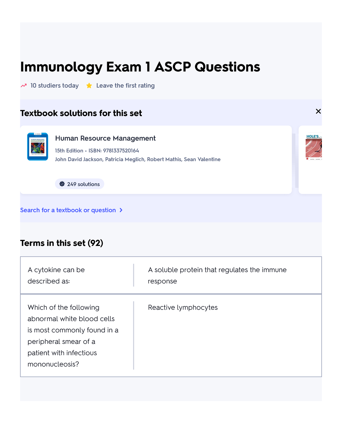 Immunology Exam 1 ASCP Questions Flashcards Quizlet - Immunology Exam 1 ...