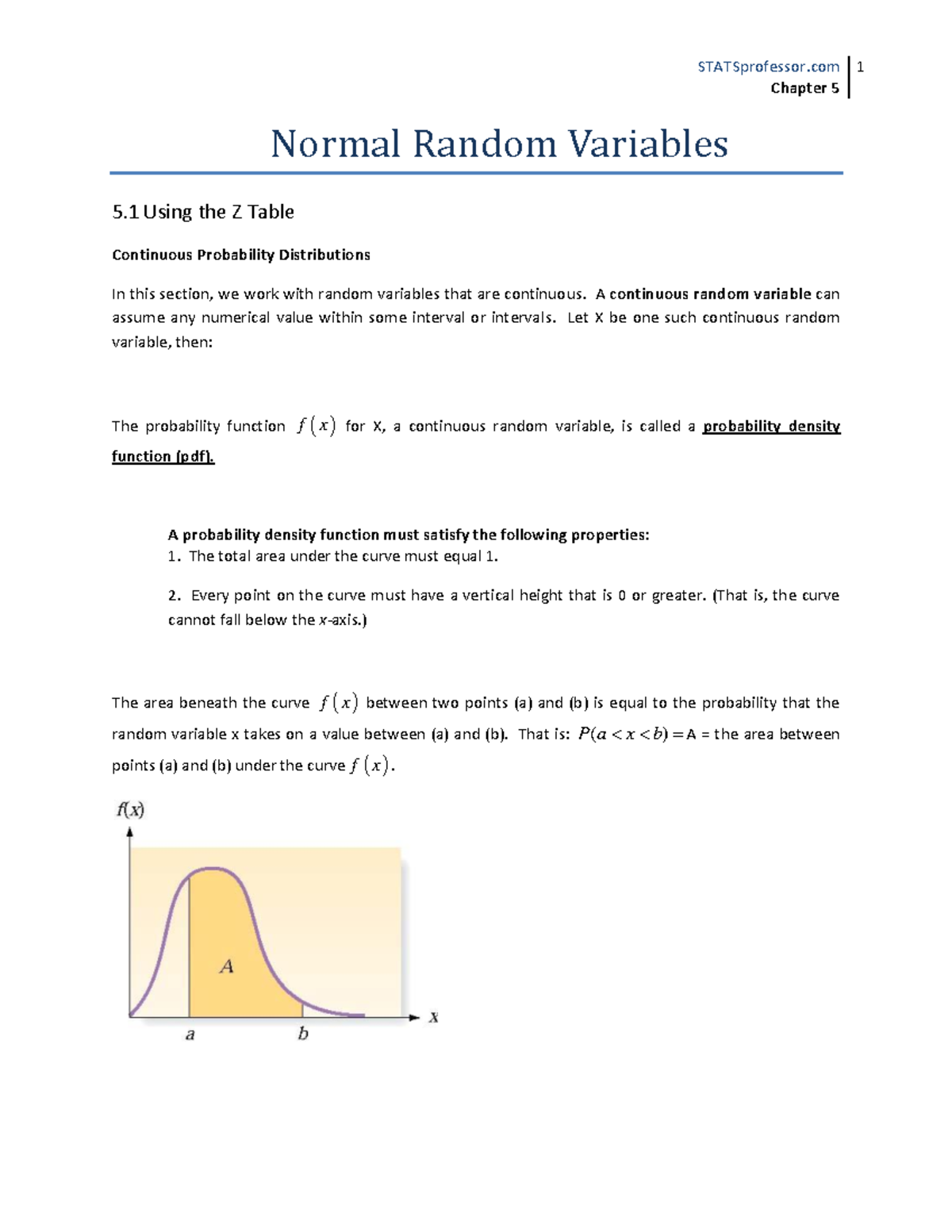 Lecture Notes Statsich 5 - Chapter 5 Normal Random Variables 5 Using ...
