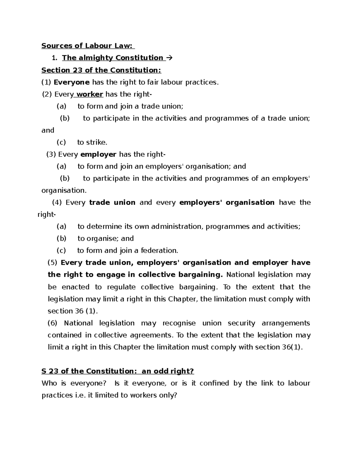 labour-law-notes-sources-of-labour-law-1-the-almighty-constitution