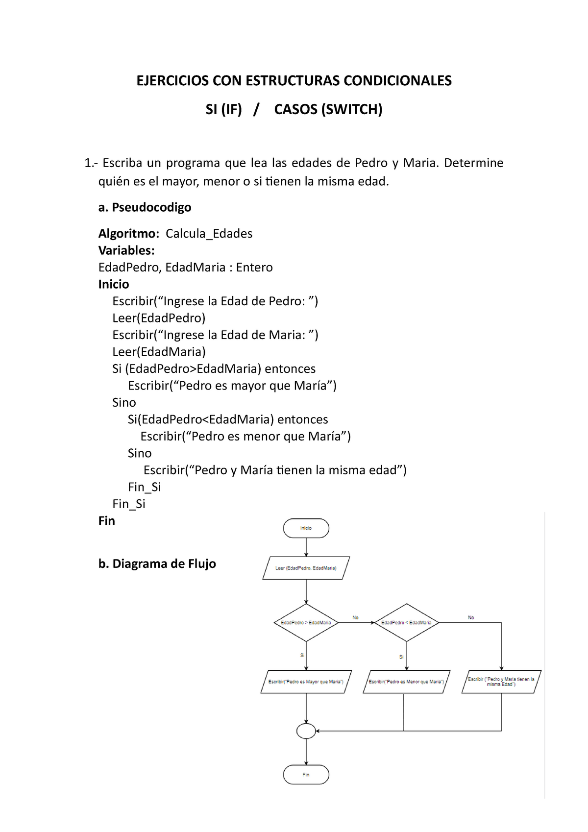 Ejercicios Con Estructuras Condicionalesp2 Ejercicios Con