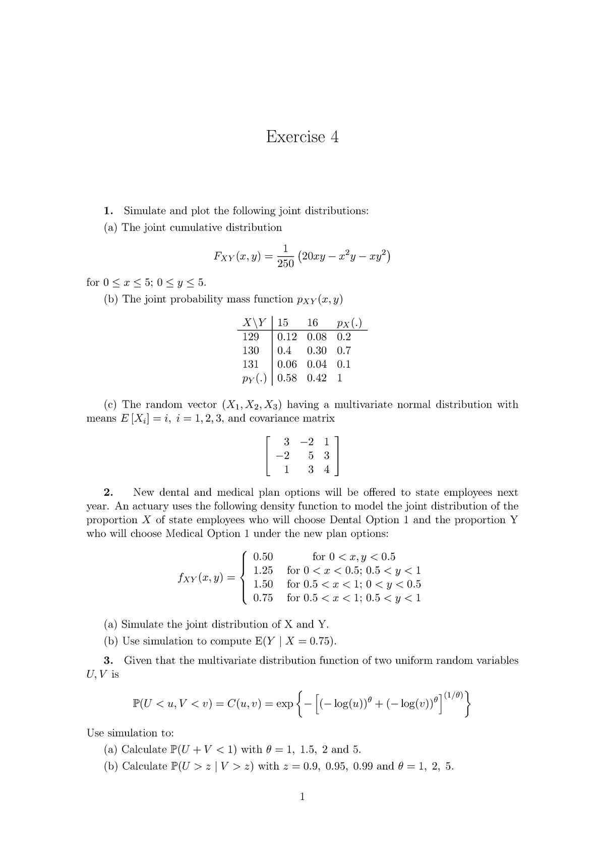 Exercise 4 - asdfadsf - Exercise 4 Simulate and plot the following ...