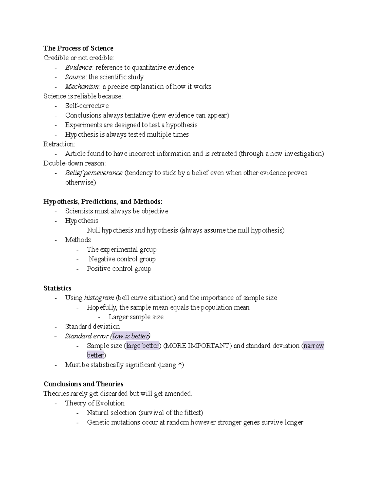 BIO 113 Final Study Guide - The Process of Science Credible or not ...
