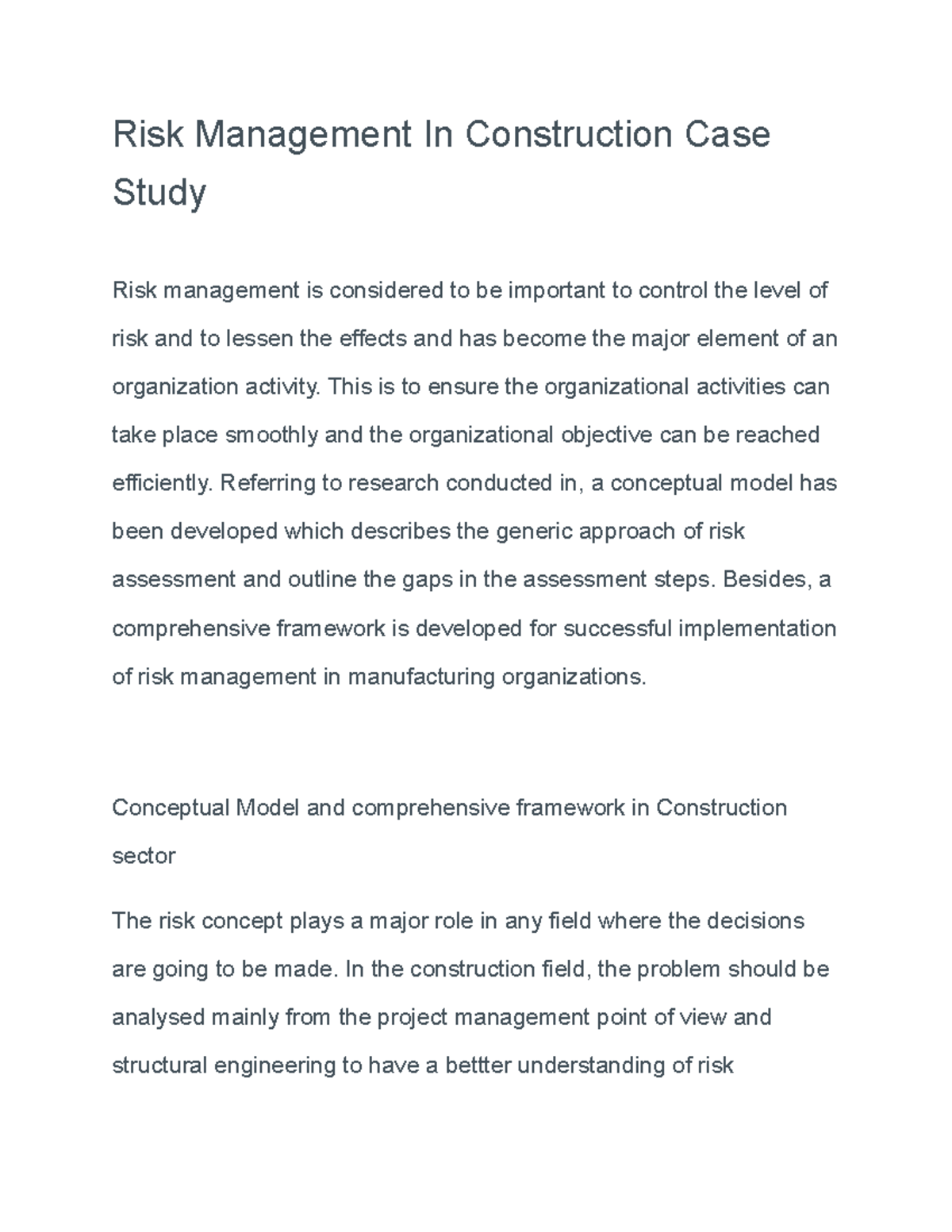 case study in construction management