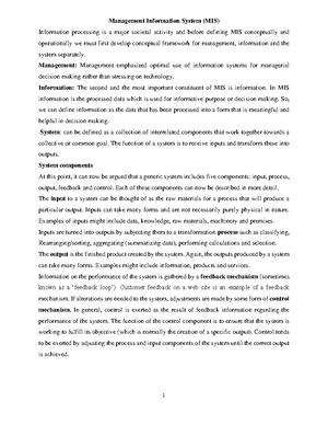 BIT 515 DMS - Management Information System (MIS) - DATA MANAGEMENT ...