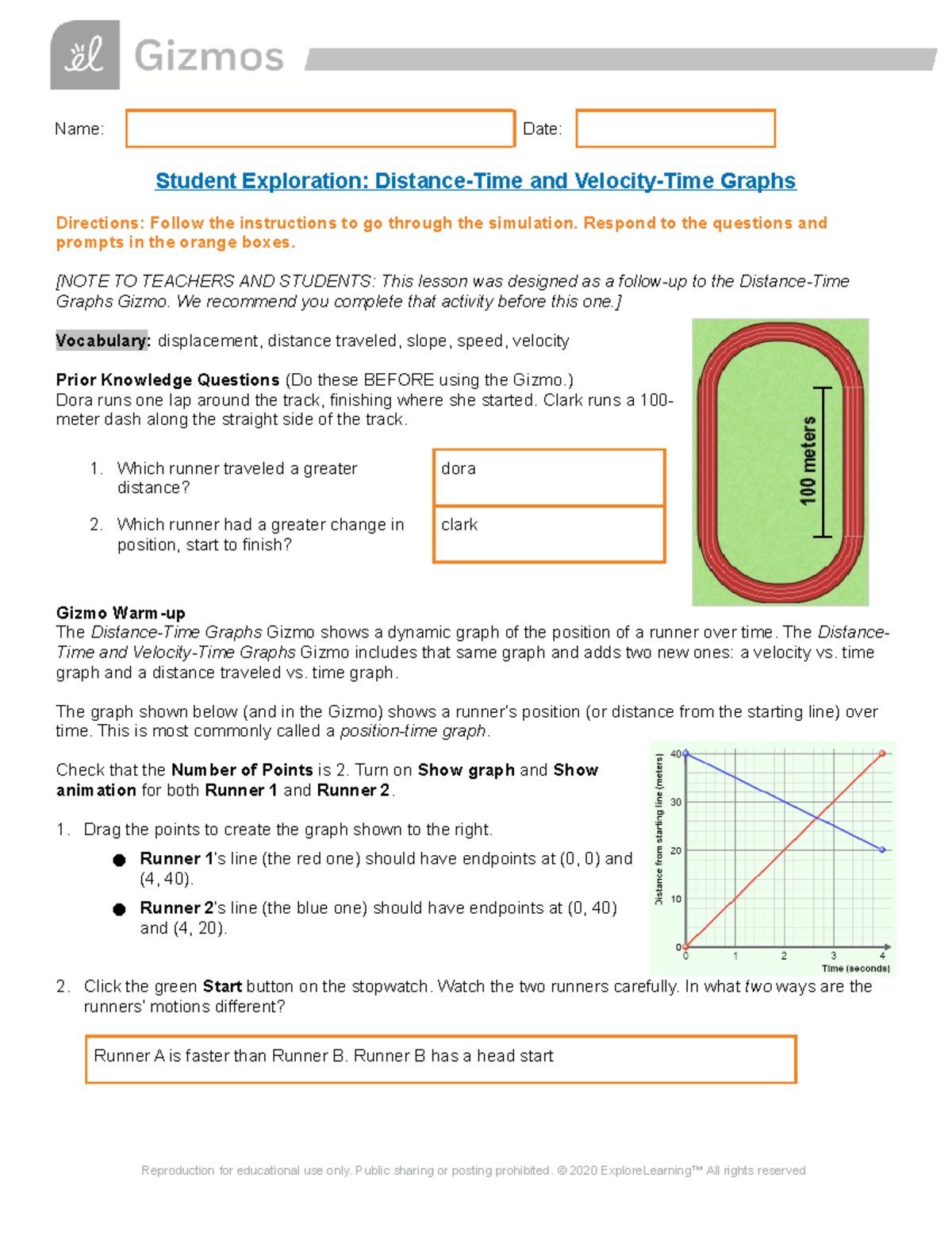 Distance-time Graphs (examples, answers, activities, experiment, videos)