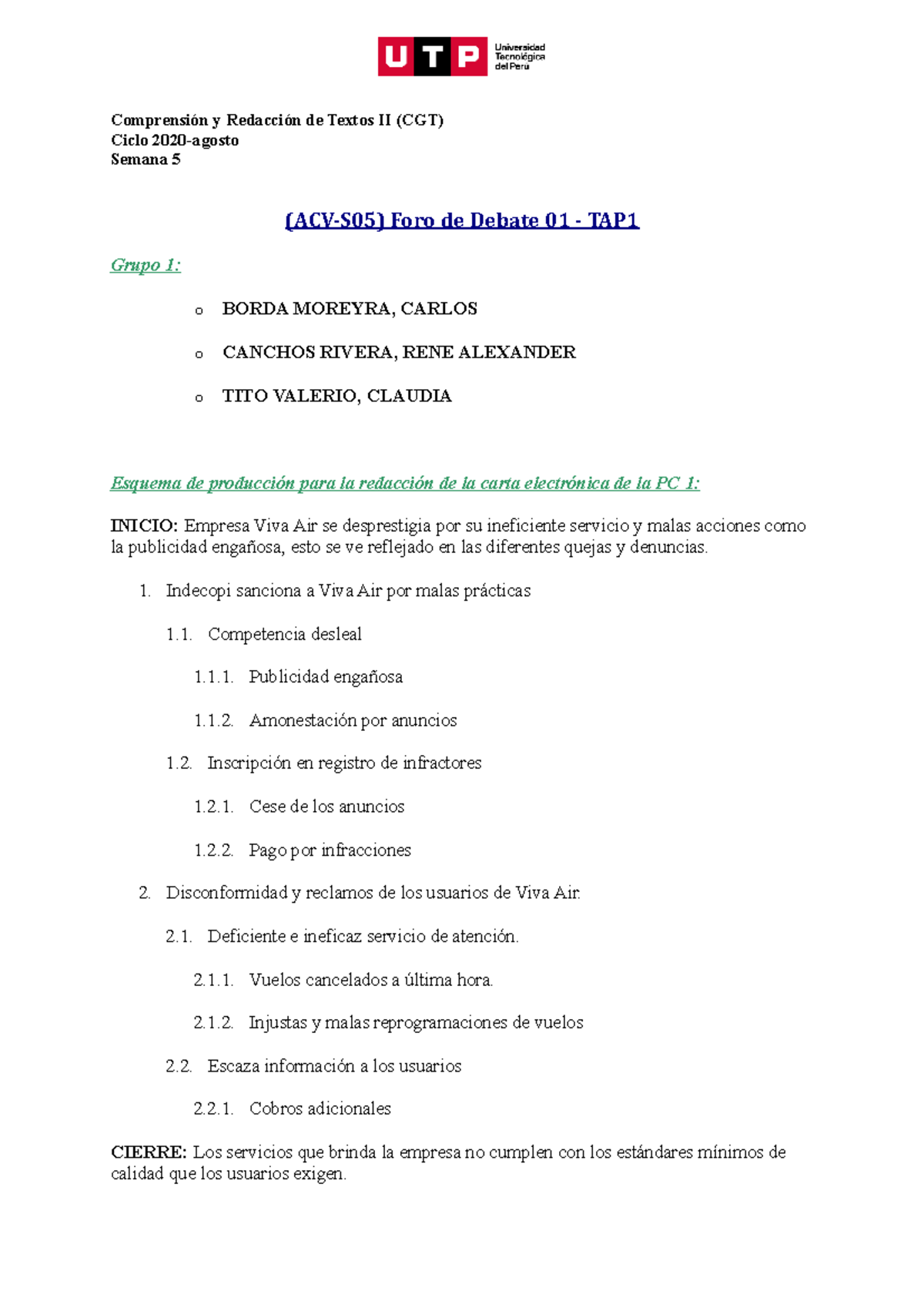 Carta Electronica VIVA AIR PC1 (2) - Comprensión y Redacción de Textos II  (CGT) Ciclo 2020-agosto - StuDocu