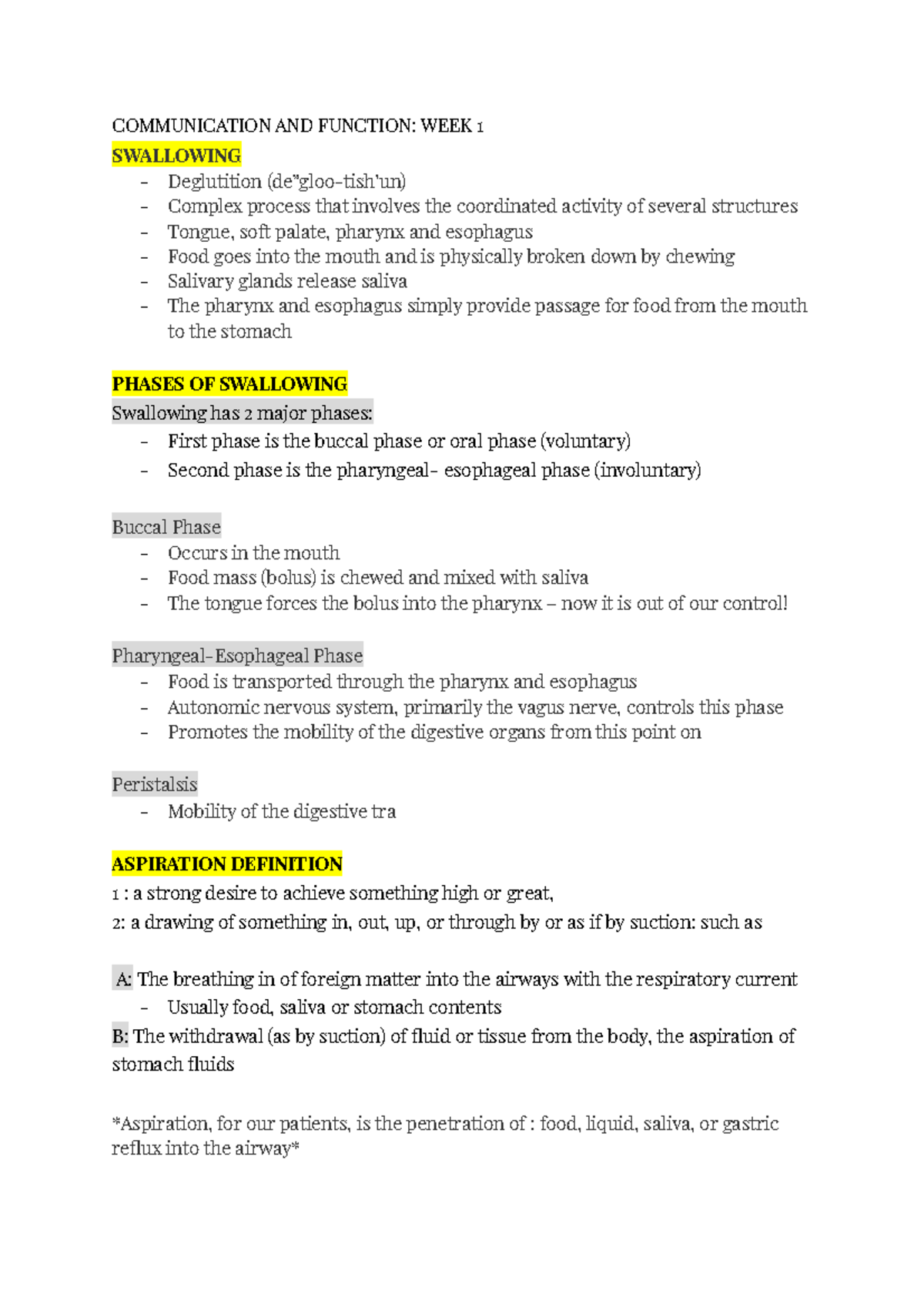 Communication Disorders notes - COMMUNICATION AND FUNCTION: WEEK 1 ...