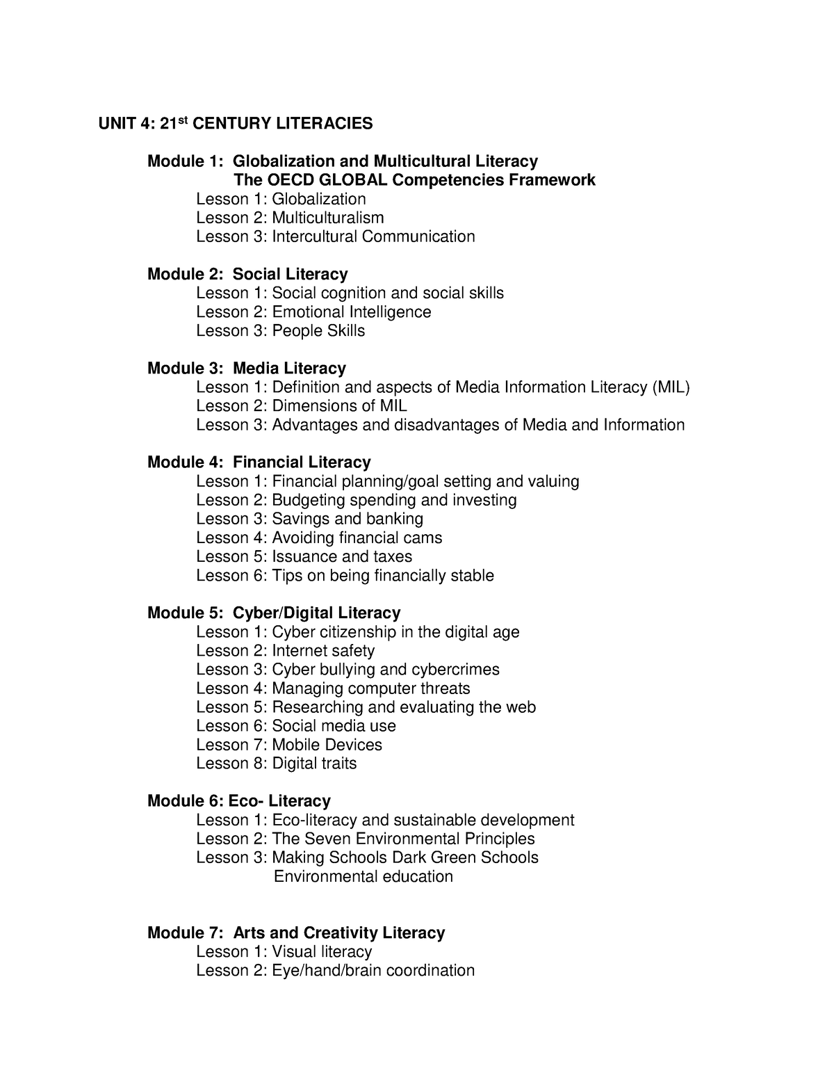 Module Building AND Enhancing NEW Literacies Across THE Curriculum ...