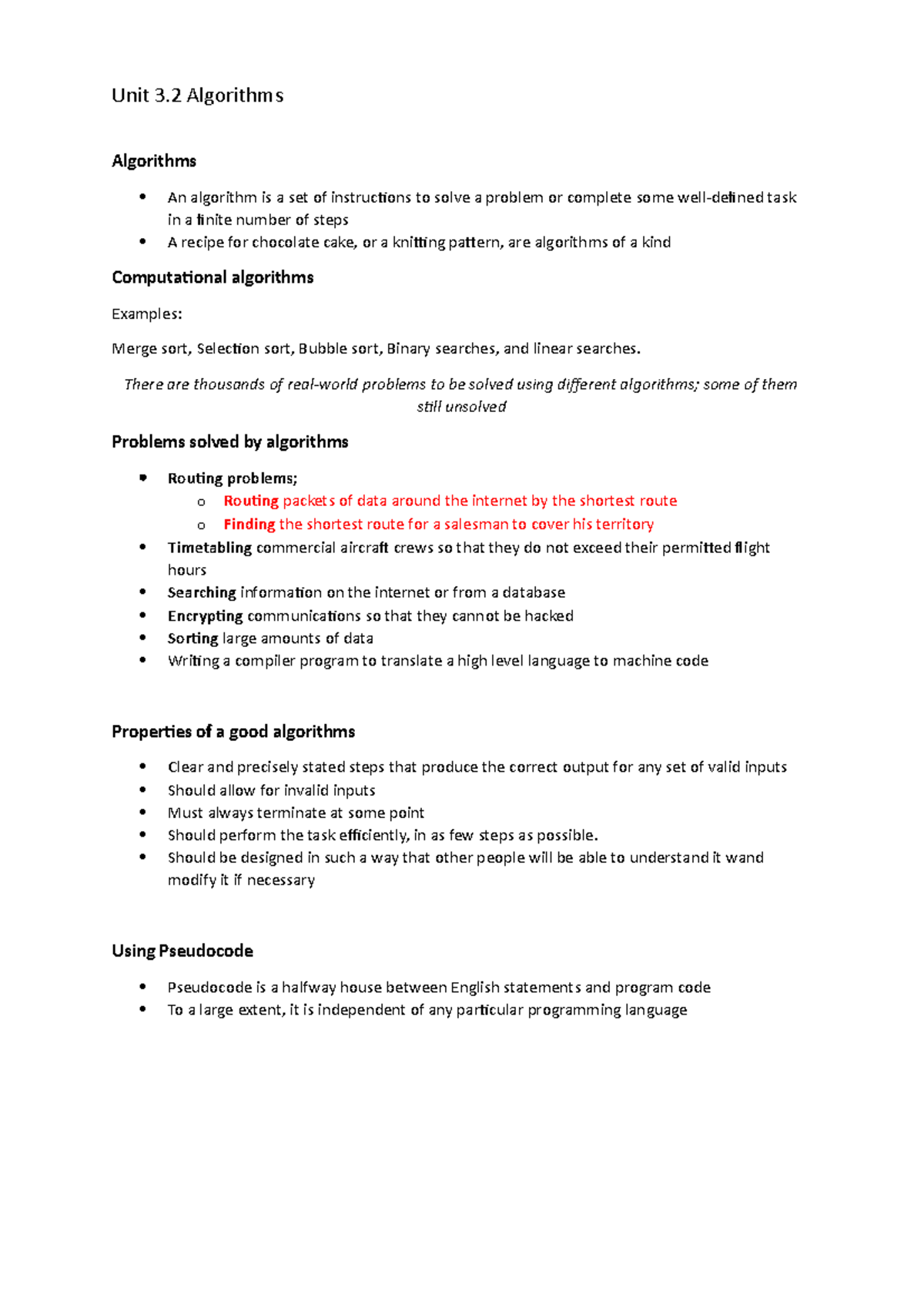 Different types of Algorithms - Unit 3 Algorithms Algorithms An ...