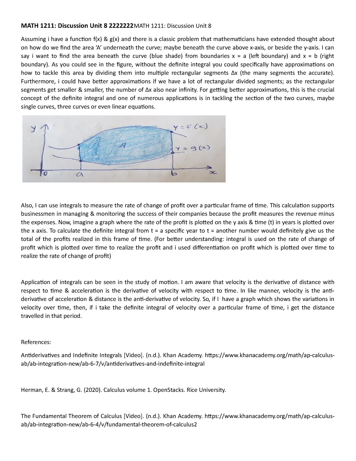 Maths 1211 Discu U8 - This Is A Good Material - MATH 1211: Discussion ...