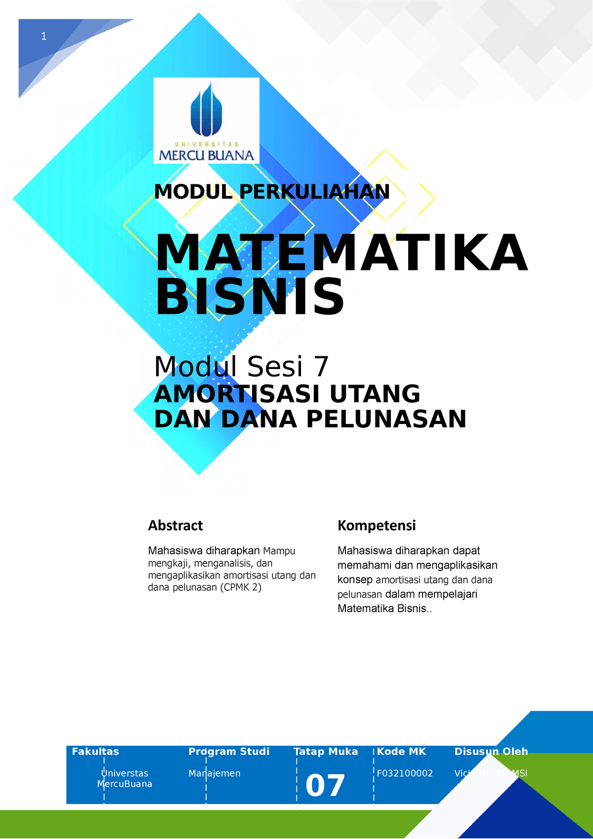 Modul SESI 7 Matematika Bisnis 2021 Juga - 1 MODUL PERKULIAHAN ...