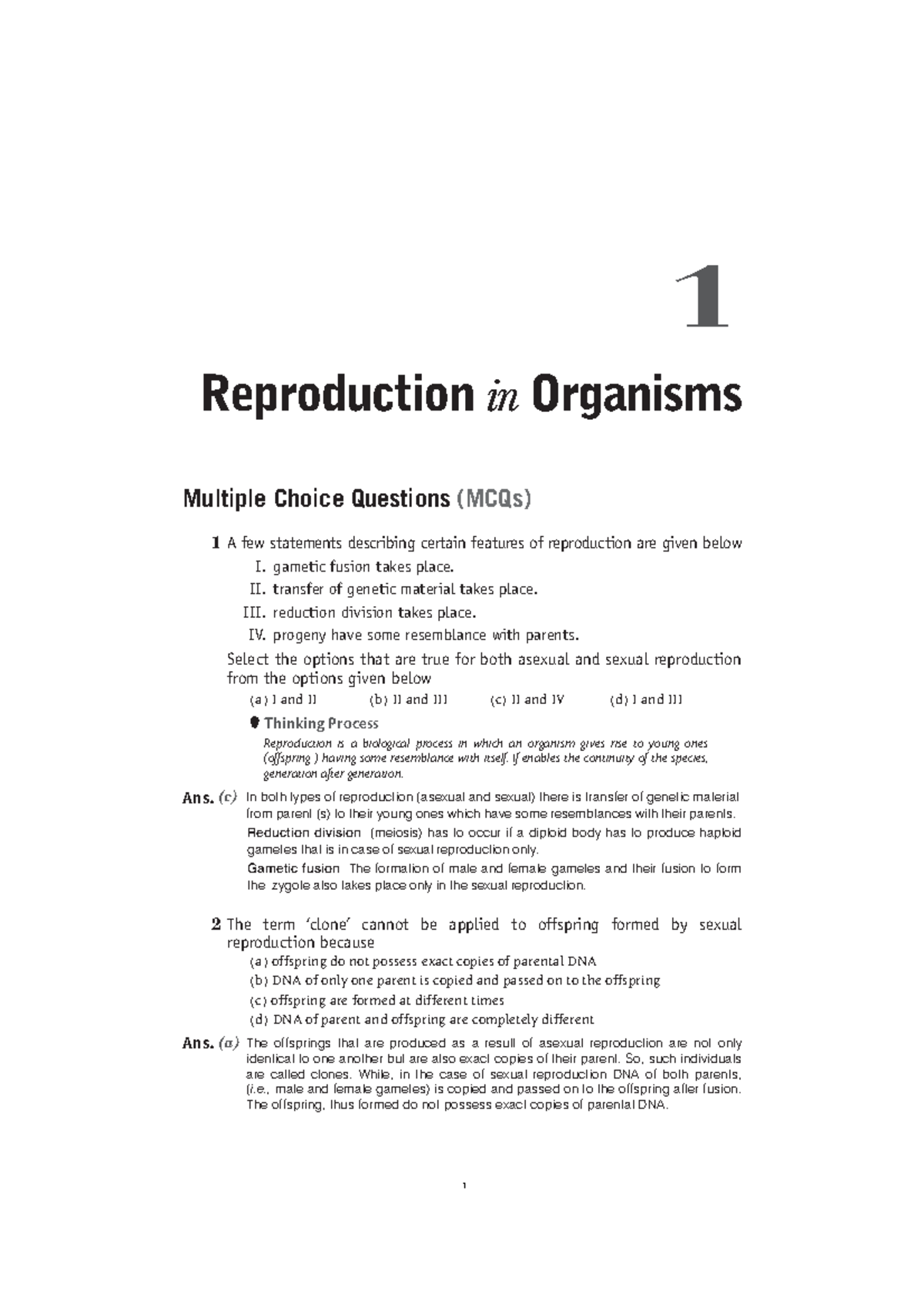 CBSE Class 12 Biology Chap 1- Reproduction in Organisms - Practice - 1 ...