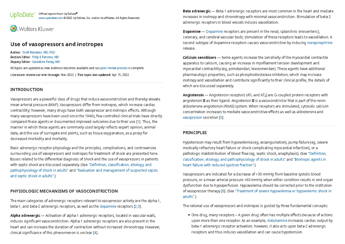 use-of-vasopressors-and-inotropes-up-to-date-official-reprint-from