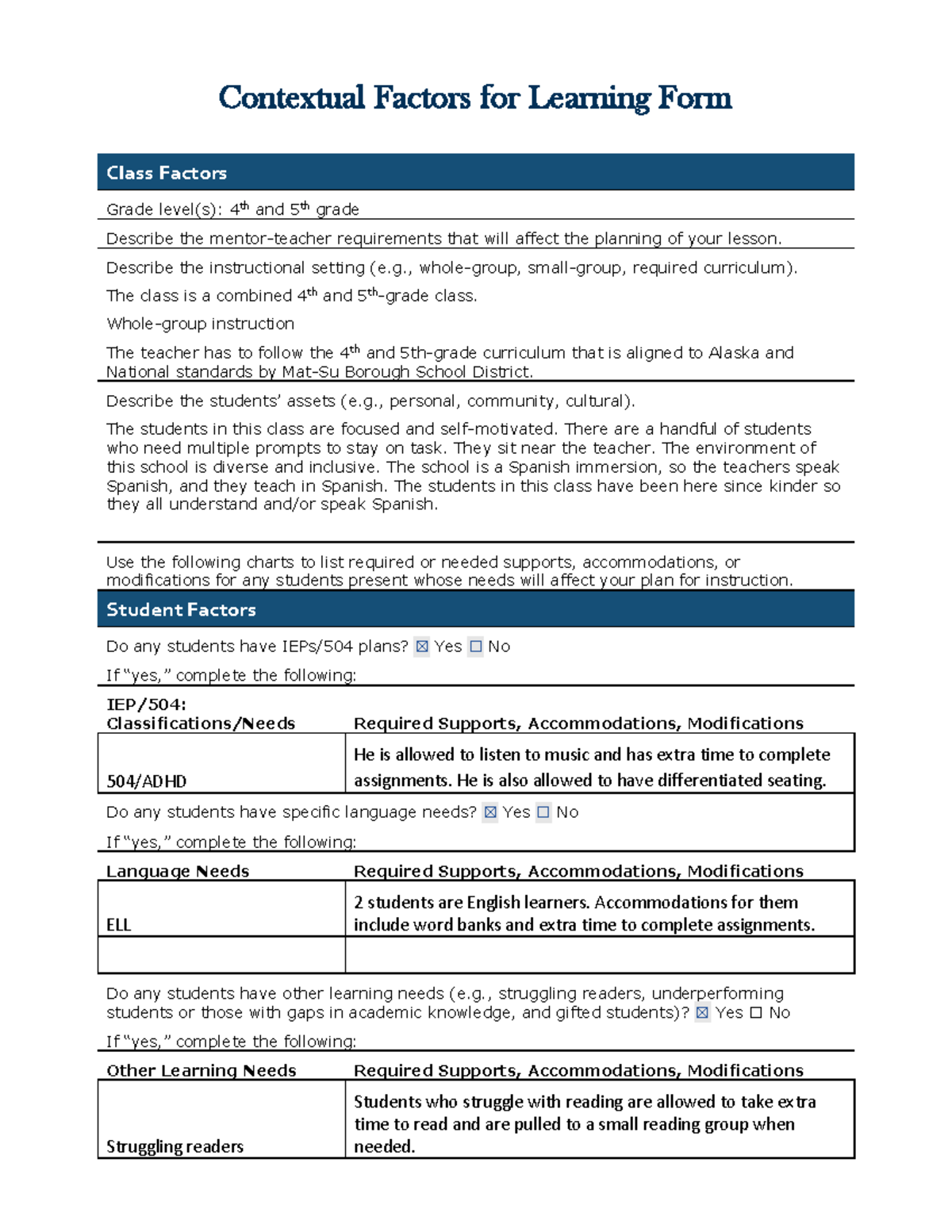 What Are Student Contextual Factors