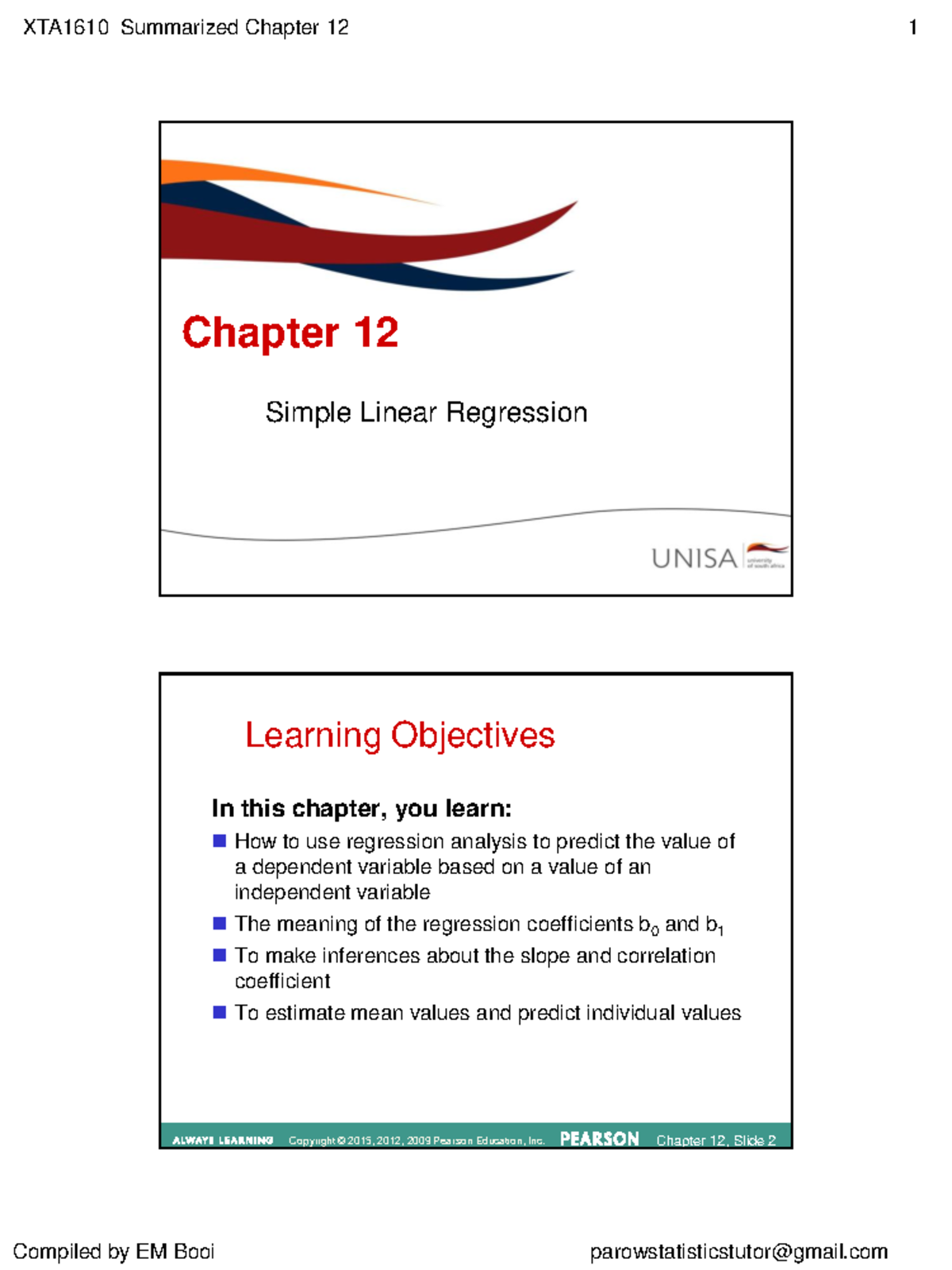 STA1610+Summarised+Chapter+12 - Copyright © 2015, 2012, 2009 Pearson ...
