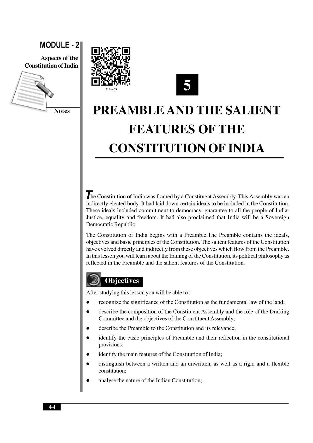 Sailent Features Of Indian Constitution - MODULE - 2 Notes Political ...