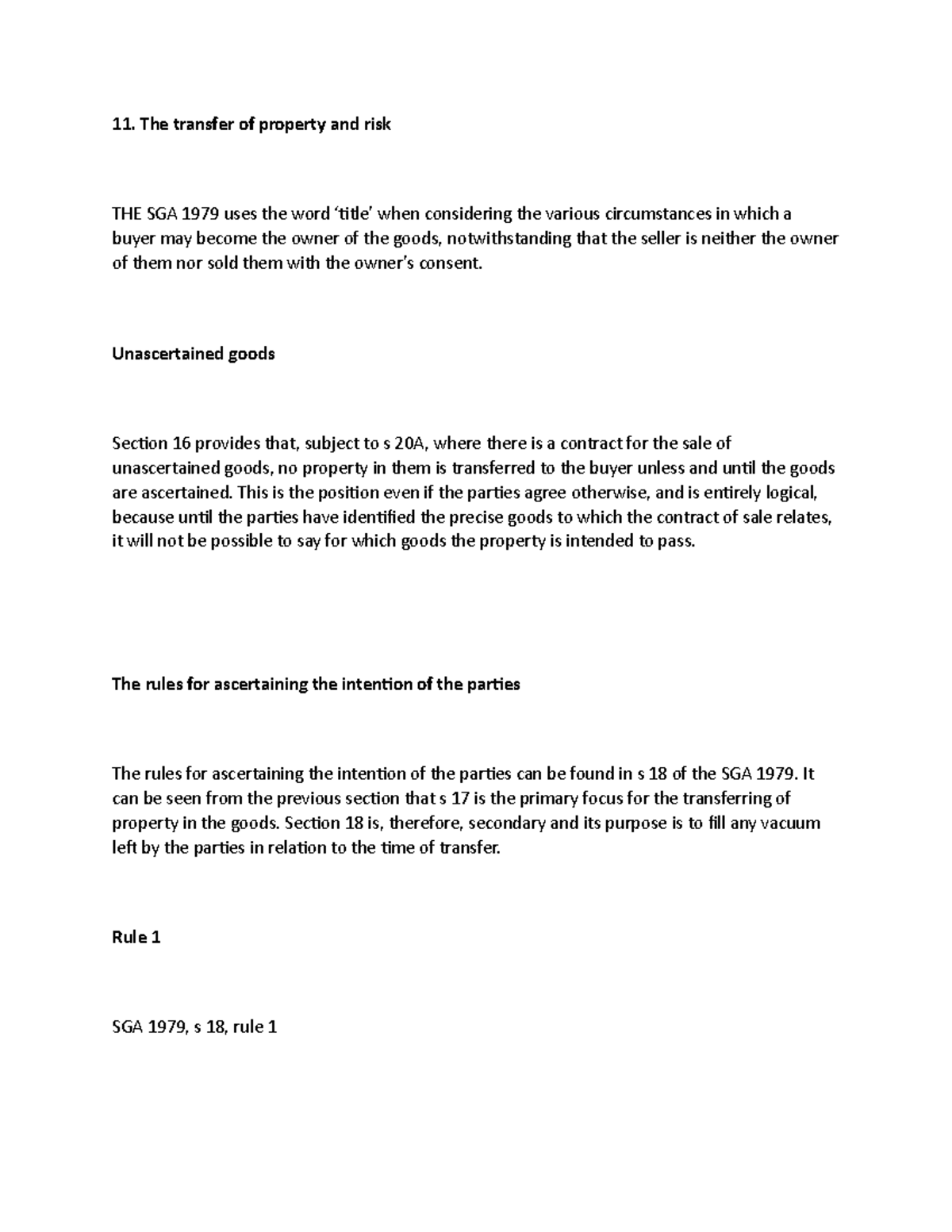 11. The transfer of property and risk - 11. The transfer of property ...