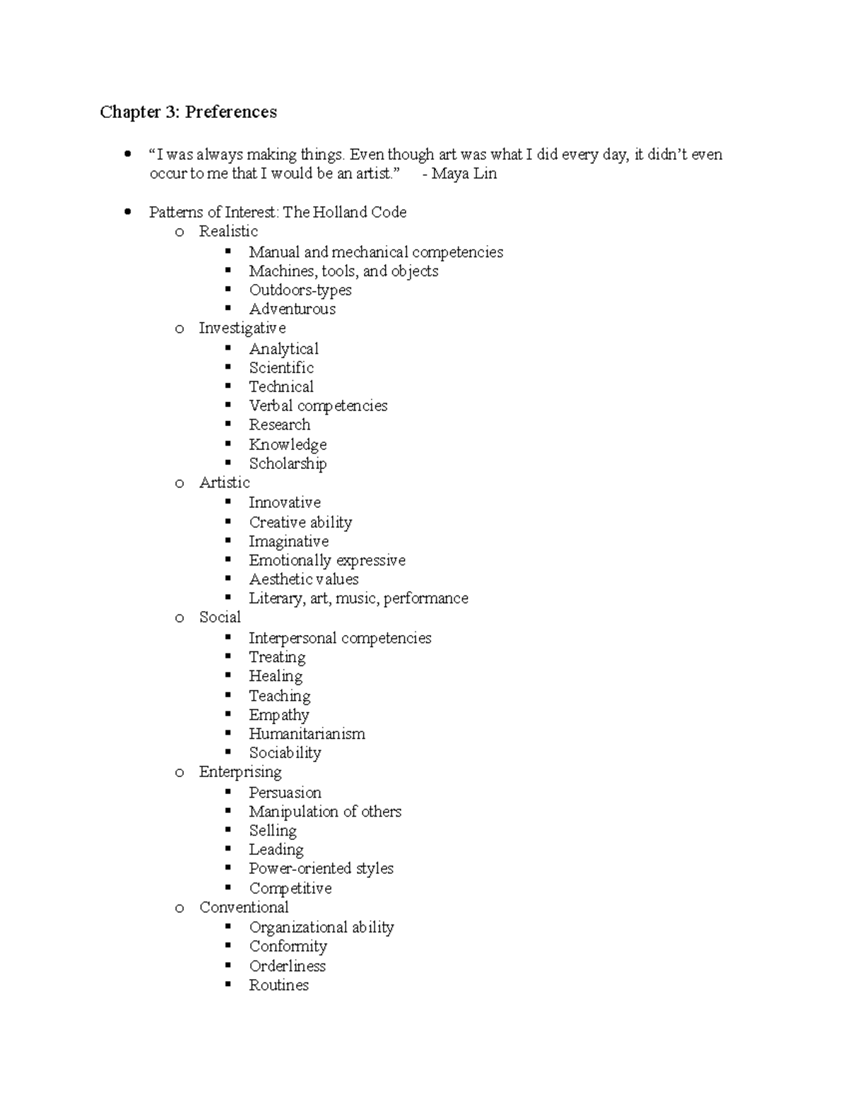 BUS 200 - Chapter 3 Notes - Chapter 3: Preferences “I was always making ...