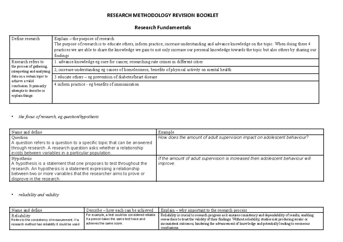 Copy of Research Methodology Revision Booklet - RESEARCH METHODOLOGY ...