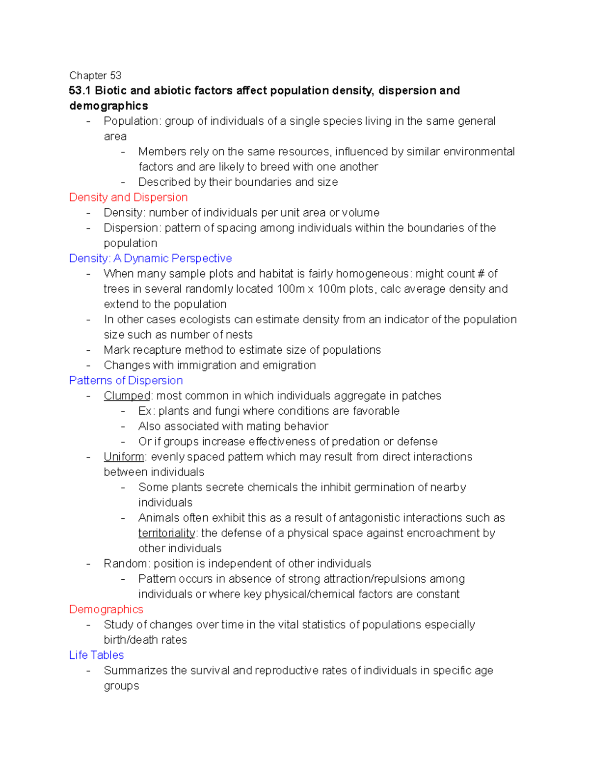 Chapter 53 Population Ecology - Chapter 53 53 Biotic and abiotic ...