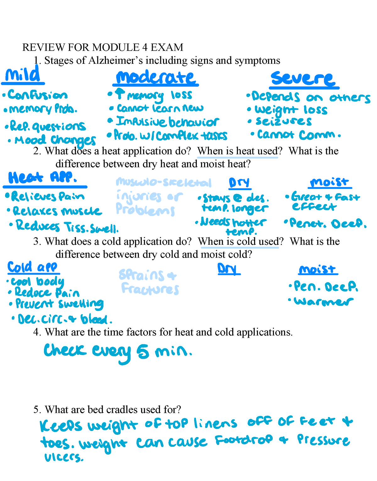 Module 4 Review Sheet - REVIEW FOR MODULE 4 EXAM Stages Of Alzheimer’s ...