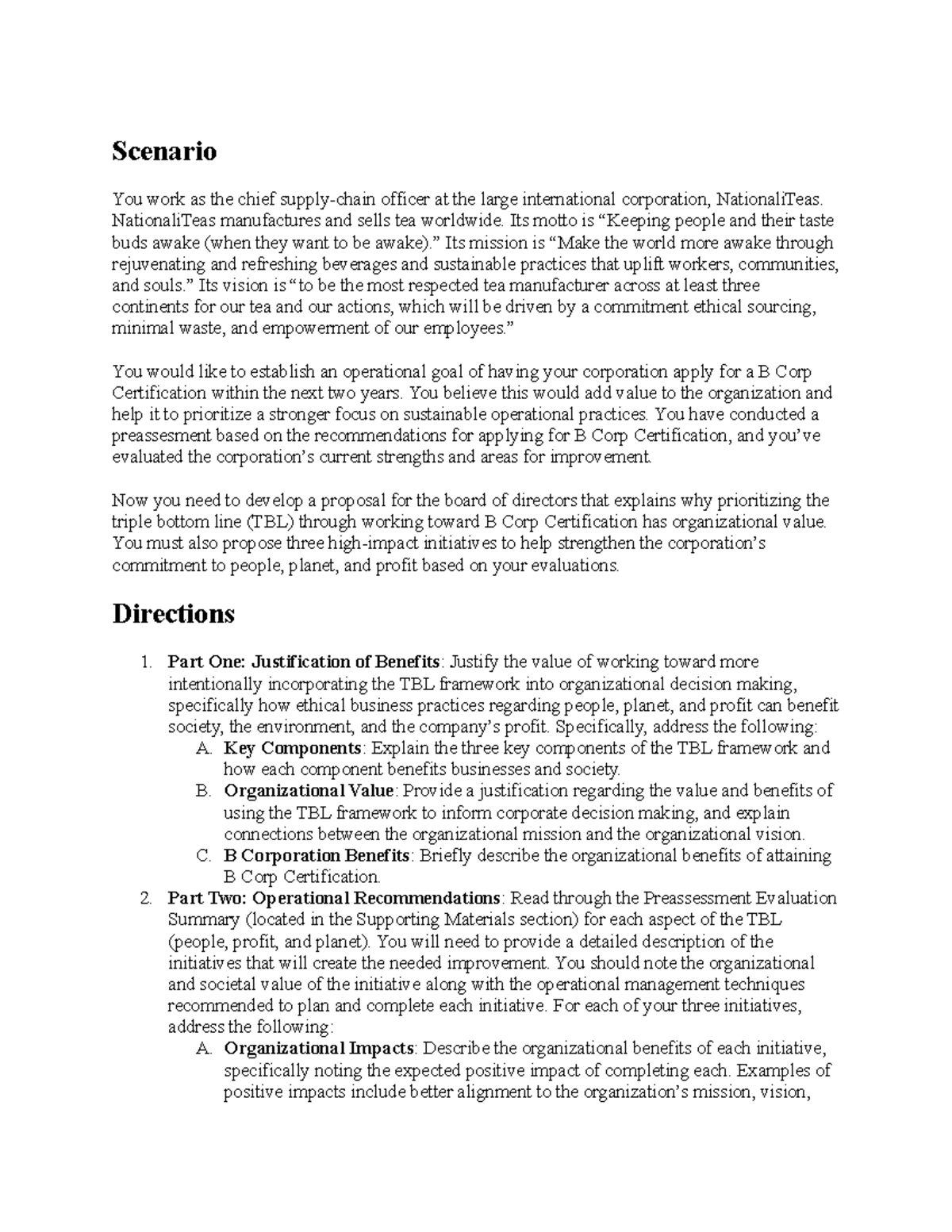 QSO 321 7 2 Project Rubric - Scenario You work as the chief supply ...