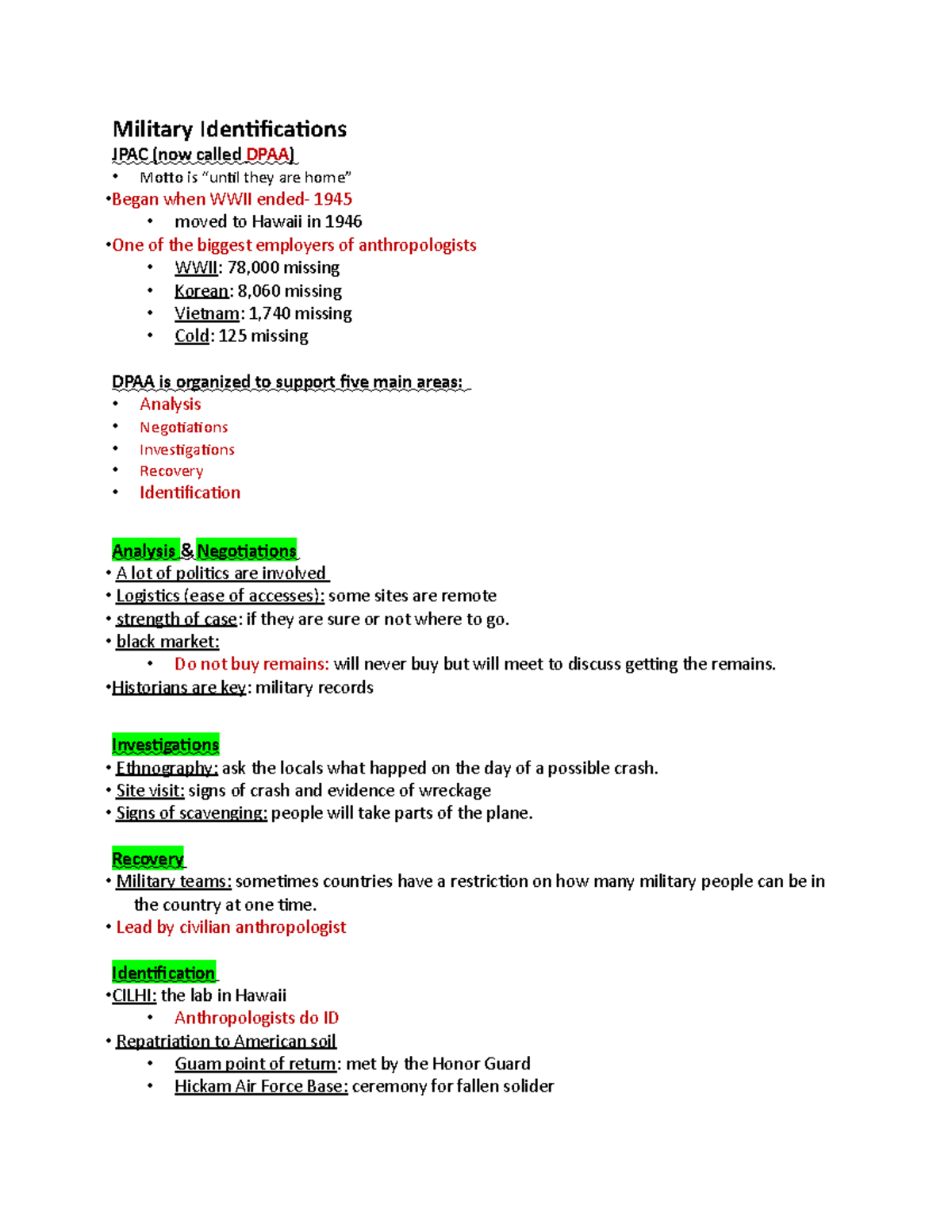 Military Identification - Military Identifications JPAC (now called ...