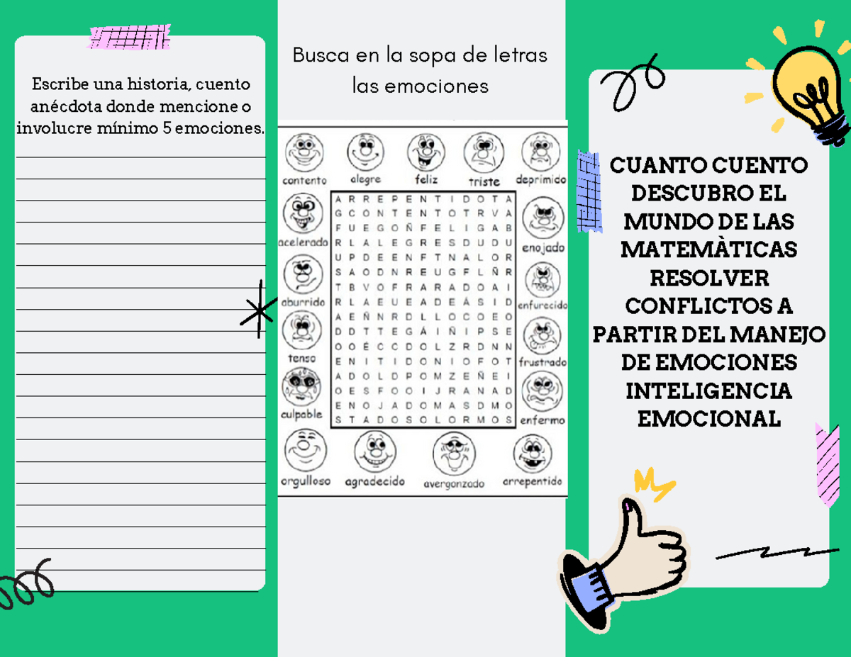 Solucion de conflictos 1 - Busca en la sopa de letras las emociones ...