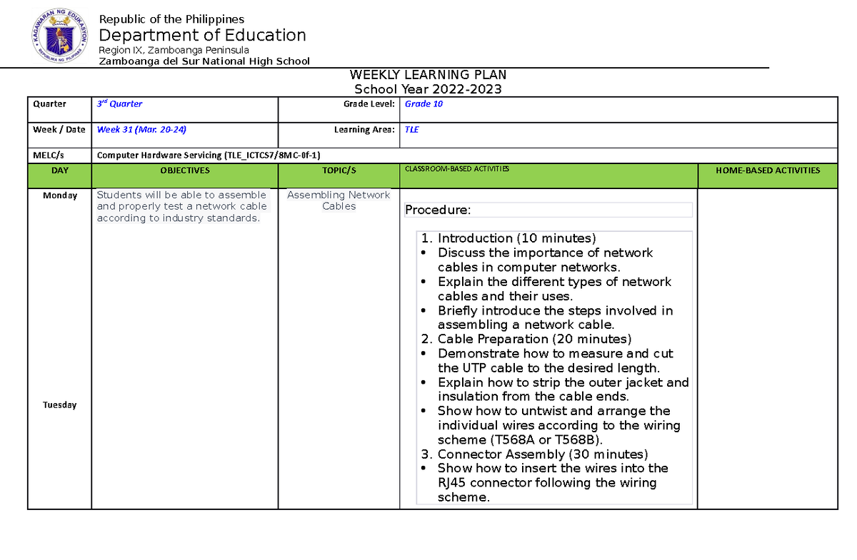 G10 wlp w31 - msn - Republic of the Philippines Department of Education ...