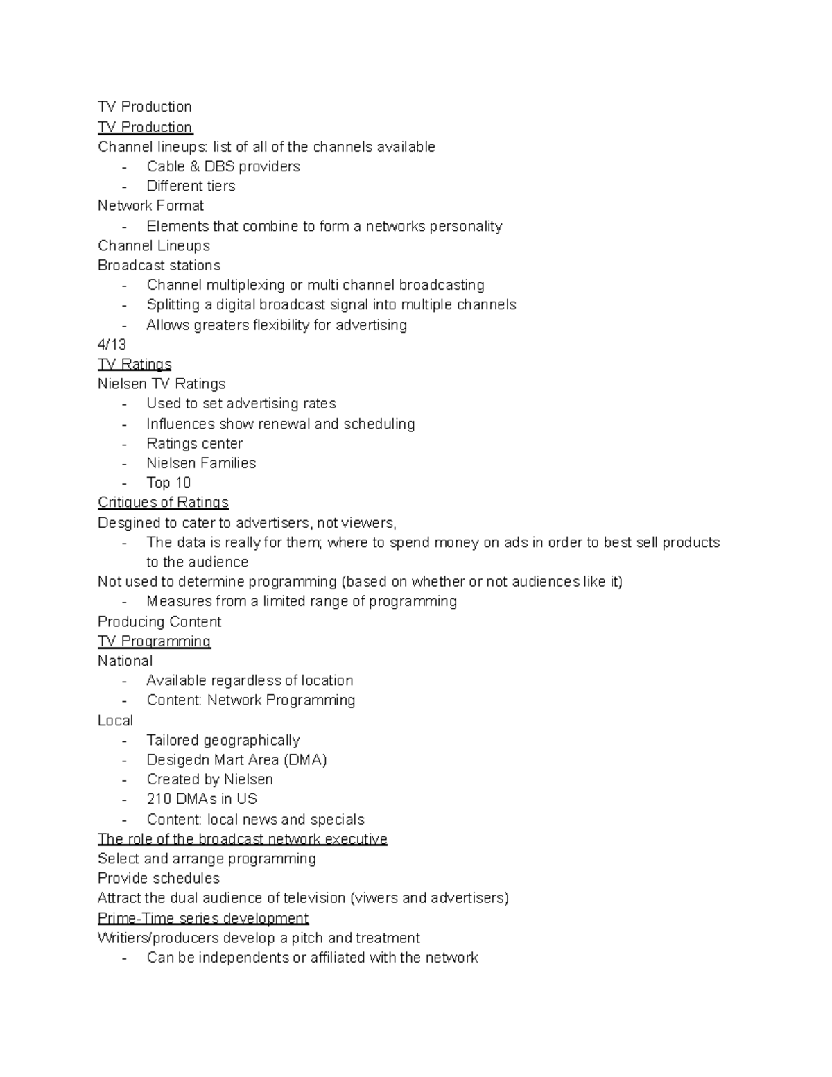 RTF Notes Exam 2 Part 2 of notes-TV Production - TV Production TV ...