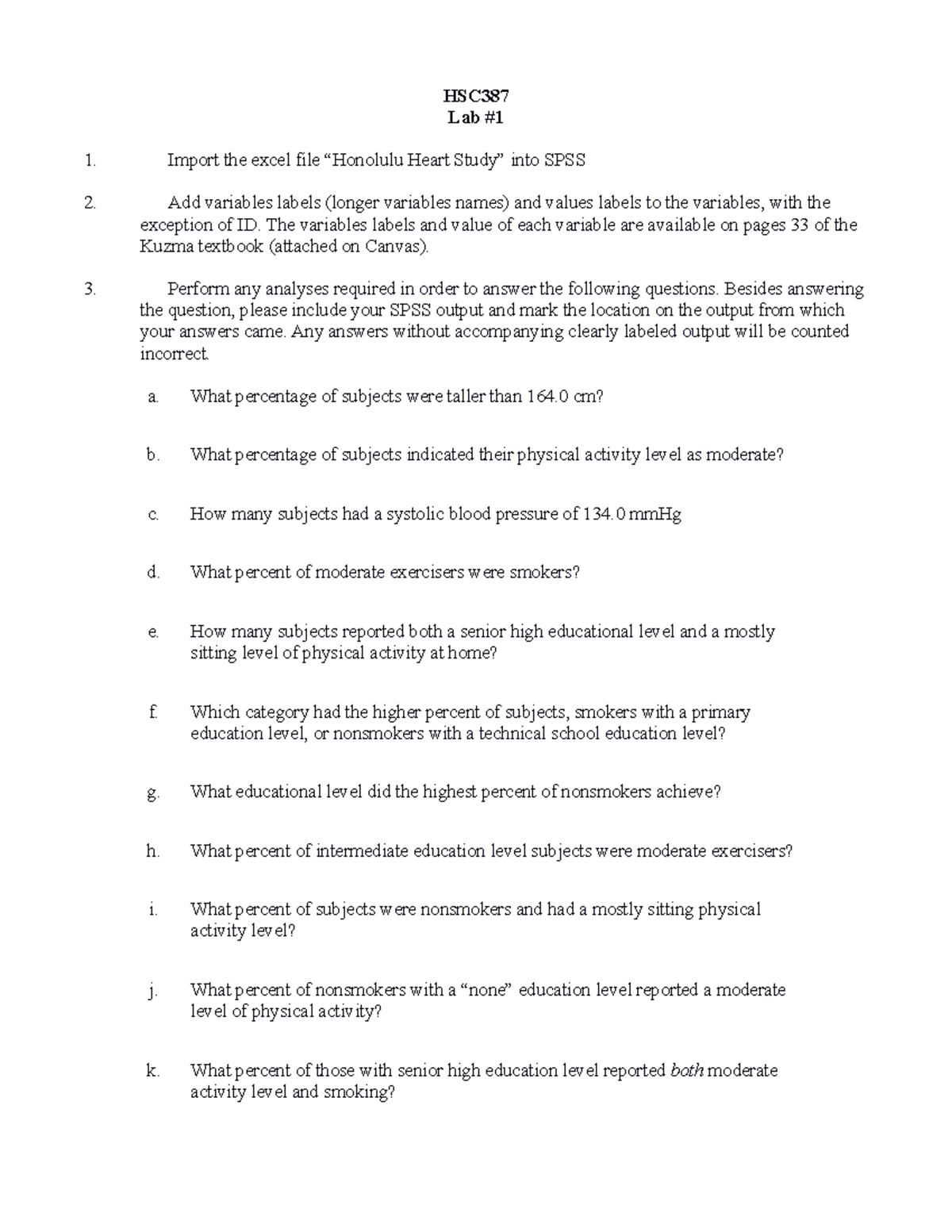 387 Lab 1 assignment - homework - HSC Lab # Import the excel file ...